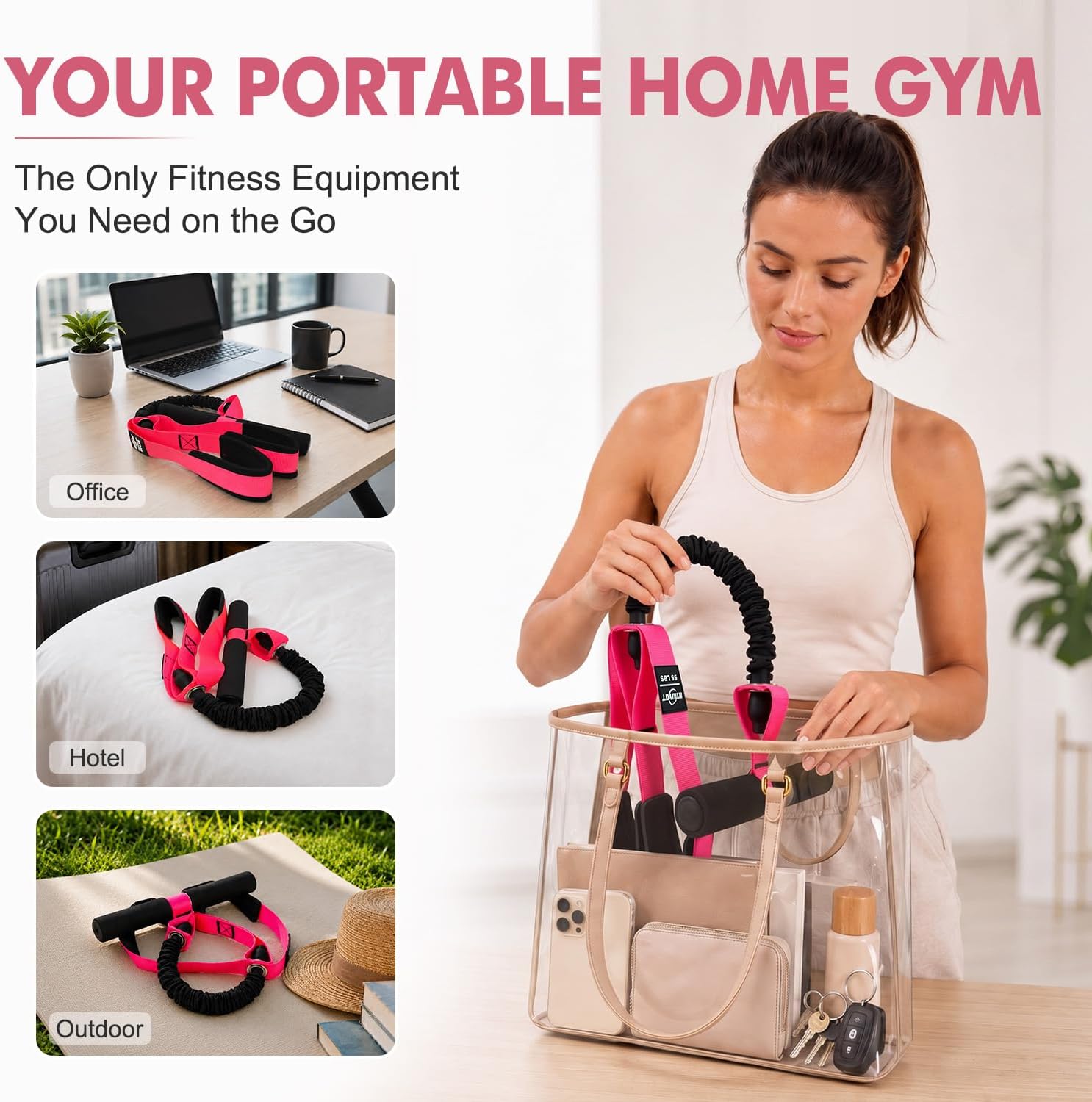 Detalle 2 de NTIUYOT Pedal Resistance Band with Handle, 55 lb, Natural Rubber and Nylon