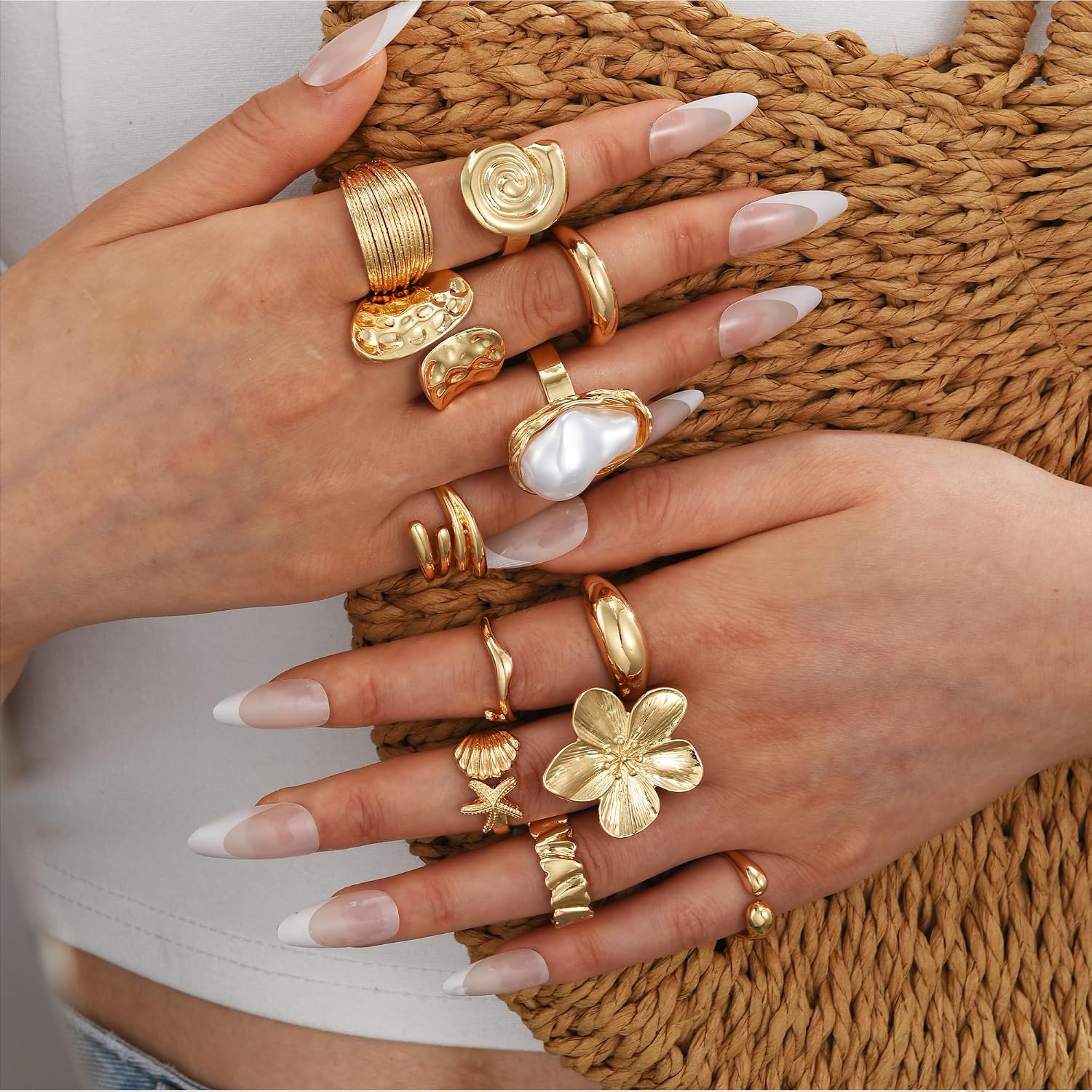 Detalle 1 de FAXHION gold-plated ring set, 12-piece