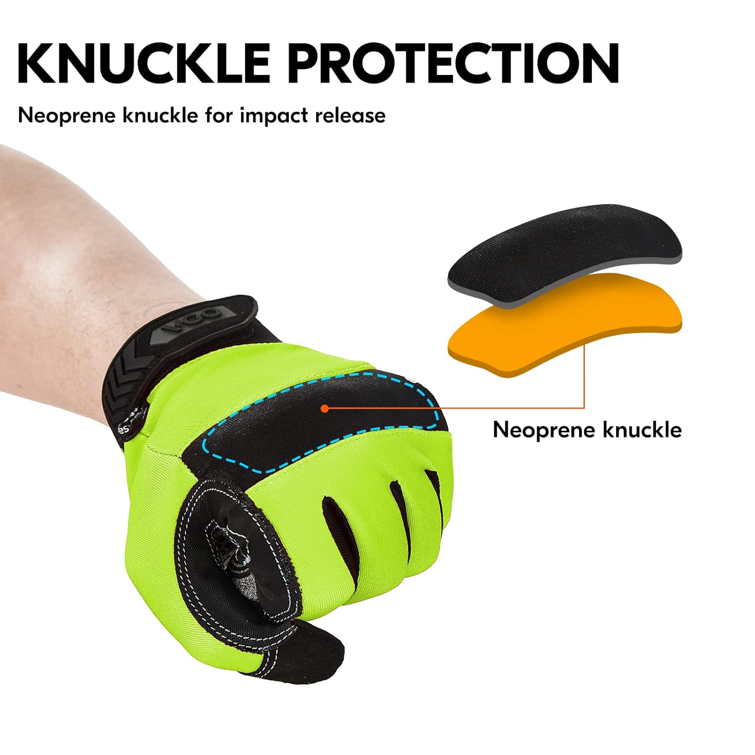 Thumbnail 4 de Vgo… Guanti da lavoro uomo in pelle con touchscreen, rivestimento in silicone anti-impatto e antiscivolo (TG 10/XL, verde) – 1 paio