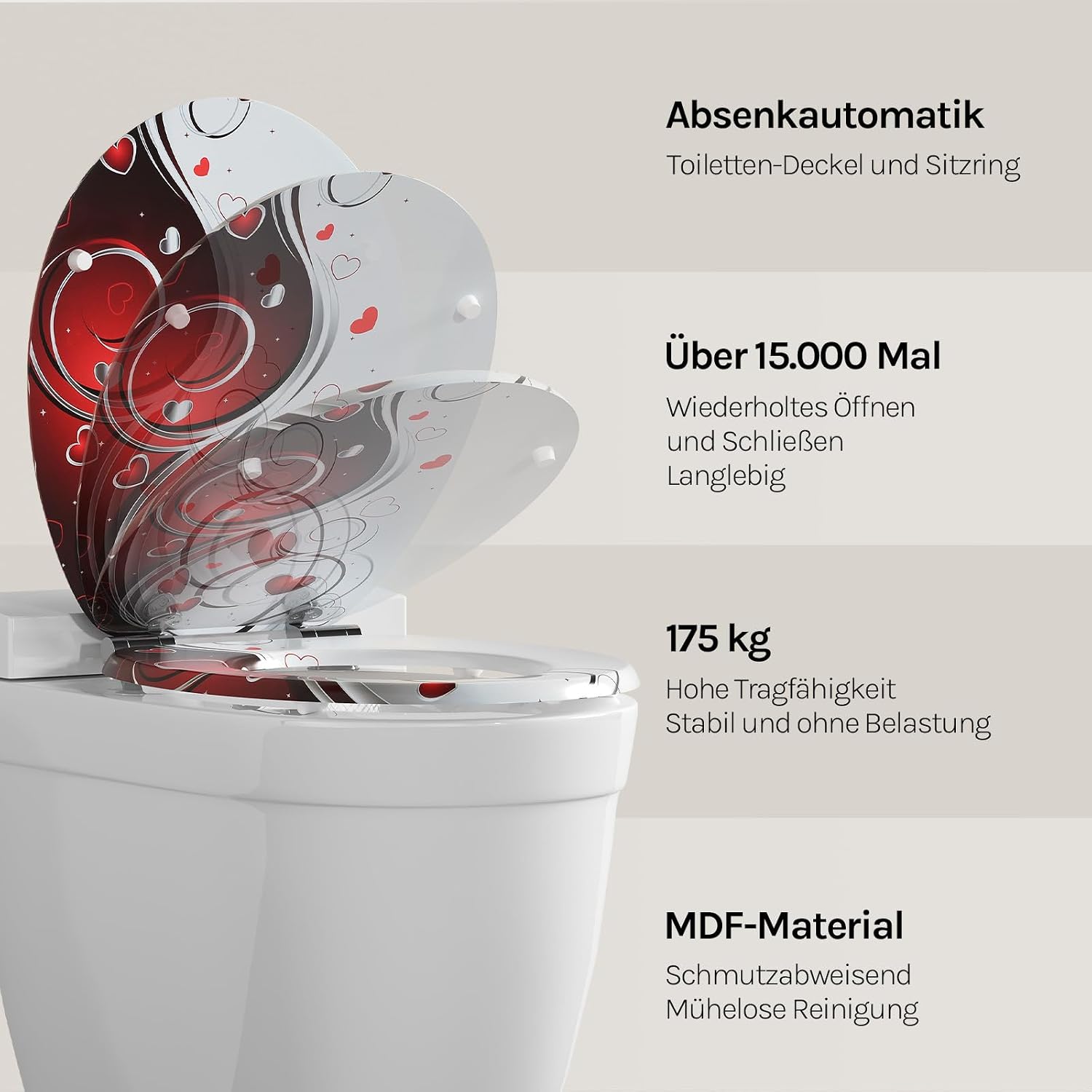 Detalle 2 de WOLTU Premium WC-Sitz 175 kg Absenkautomatik