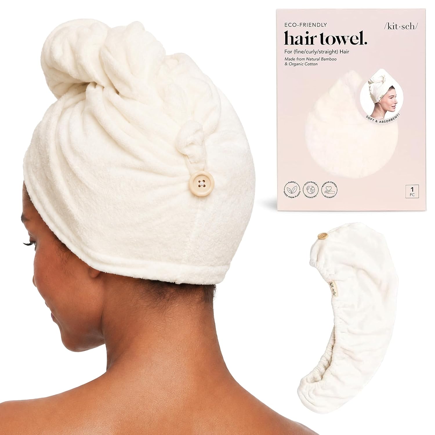 Detalle de Kitsch Microfiber Hair Towel Wrap Super-Absorbent