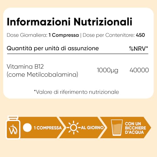 Thumbnail 4 de Vitamina B12 Metilcobalamina 1000 mcg WeightWorld – 450 microcompresse vegane, 14 mesi di fornitura
