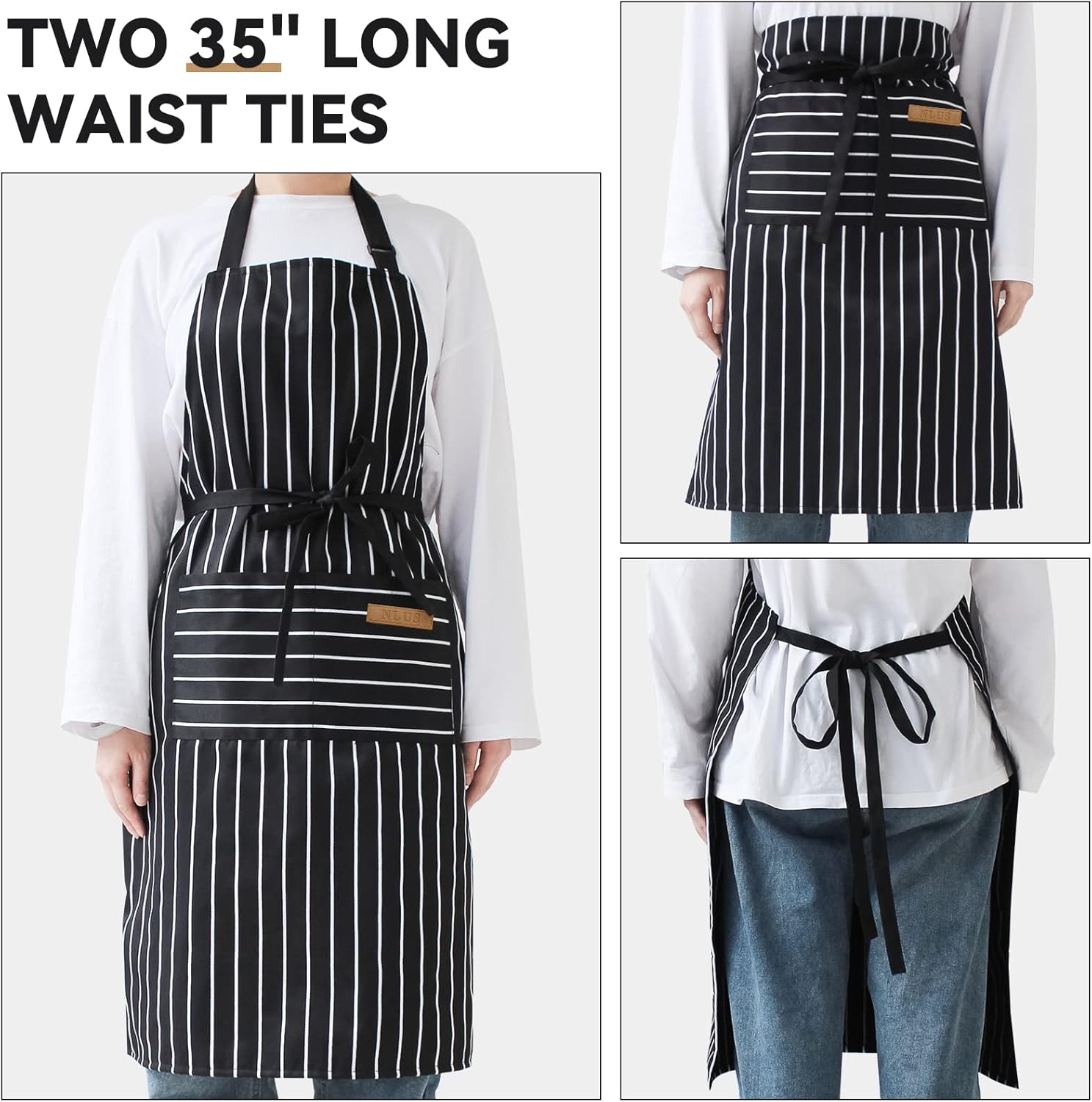 Detalle 1 de NLUS Kitchen Aprons 2 Pack, 60% Cotton