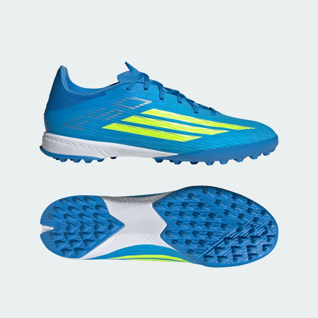 Detalle de Bota de fútbol F50 LEAGUE para moqueta de Adidas – azul