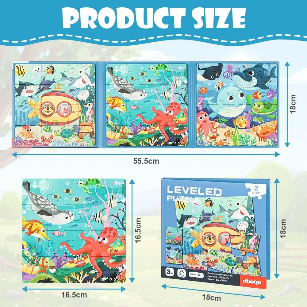Detalle de Aolso Puzzles Magnétiques pour Tout-Petits – Livre puzzle magnétique d’apprentissage Exploration sous-Marine (3–5 ans)