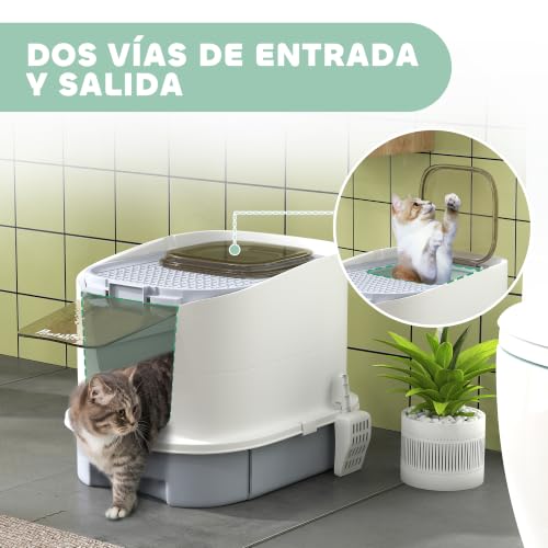 Thumbnail 4 de PawHut Arenero para Gatos Cubierto con Puerta Translúcida y Pala – 40,5x52,5x42,5 cm