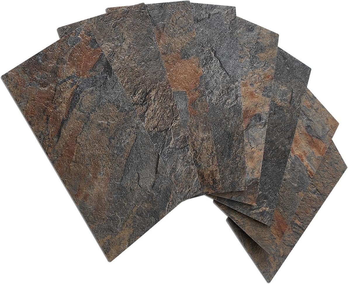 AULIGET 200-Piece Rust Slate Peel-and-Stick Backsplash Wall Tiles (3" x 6")