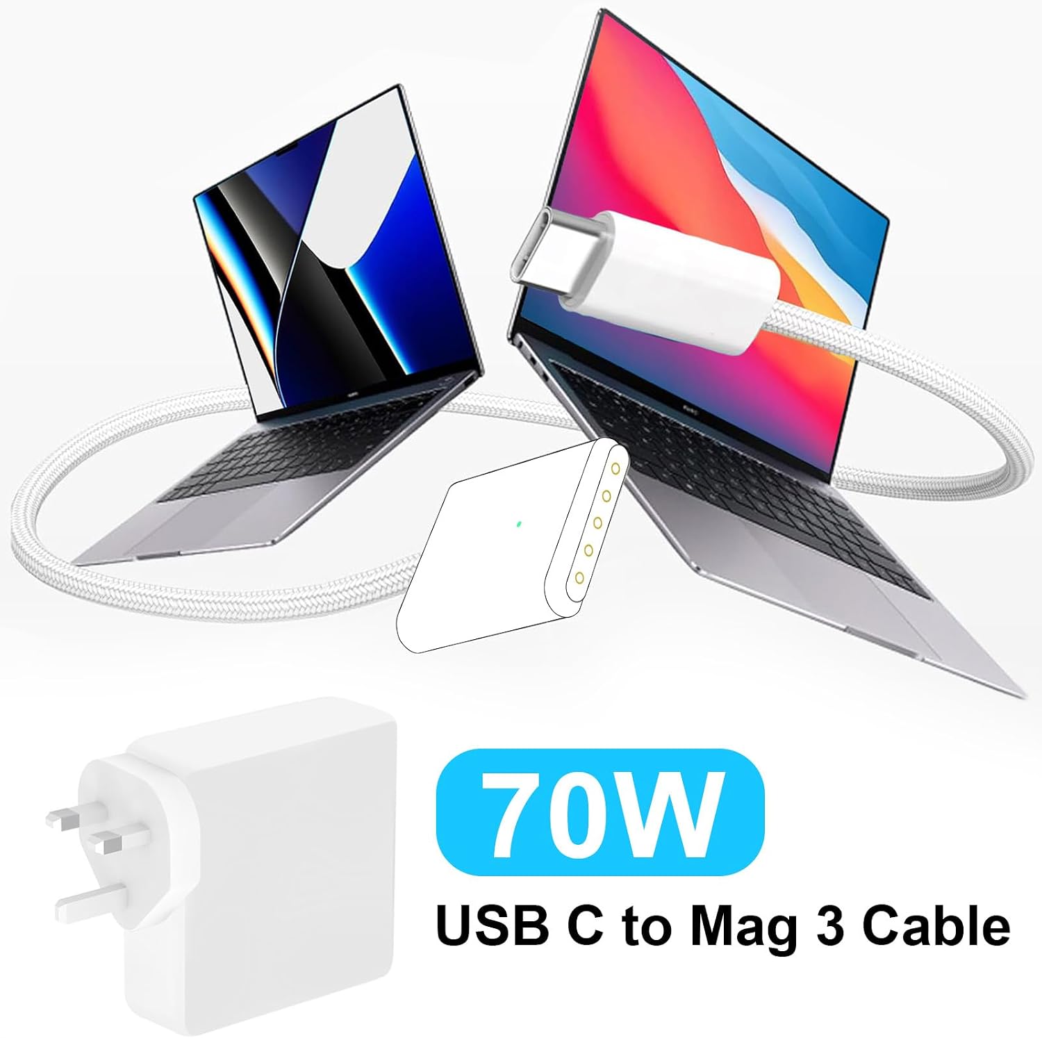 Thumbnail 6 de MacBook Air Pro Charger: 70W USB-C to Magnetic 3 Connector with 6.6ft Braided Cable