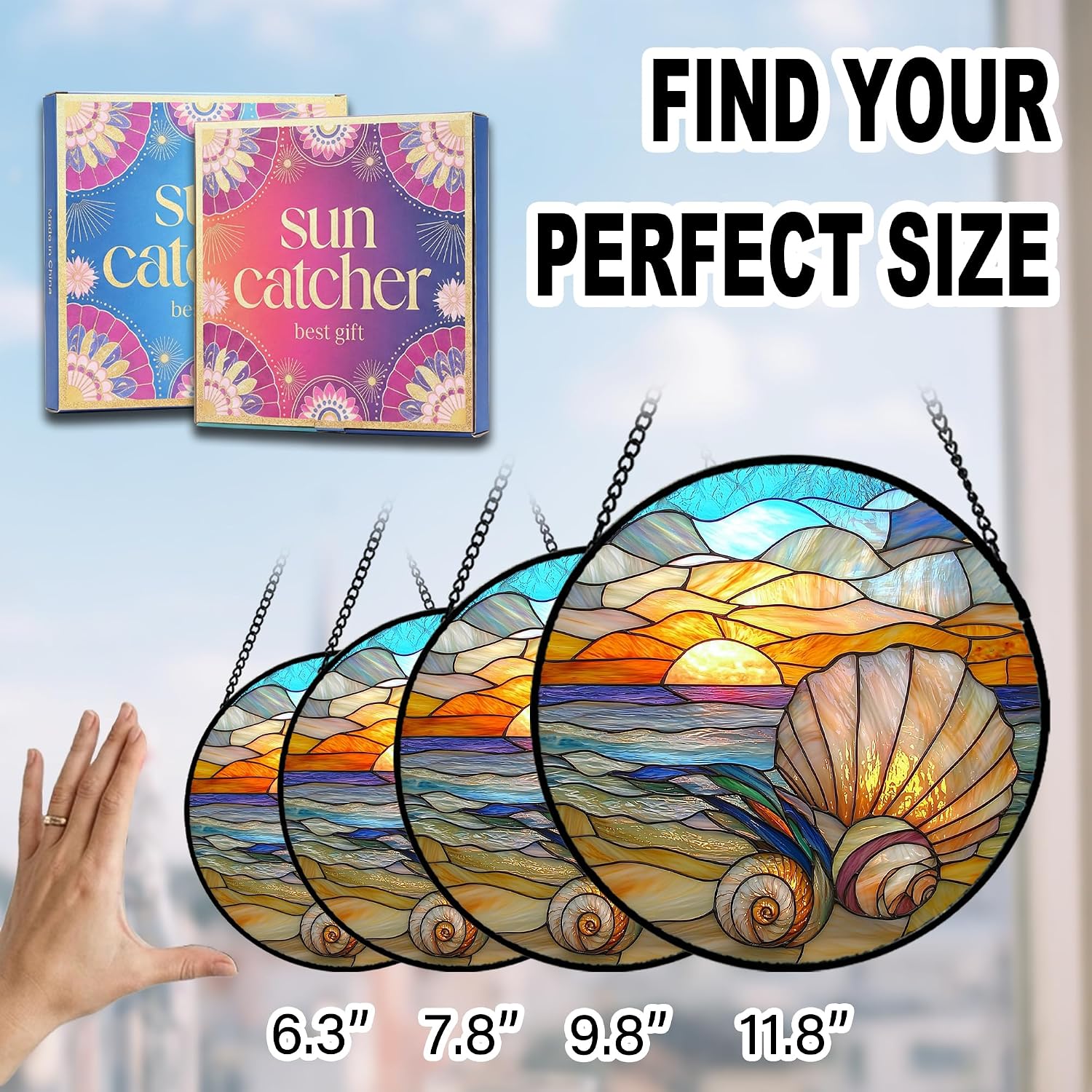 Thumbnail 6 de HKDGOKA Seashell Sunset Beach Suncatcher, 7.8-Inch Acrylic Coastal Decor