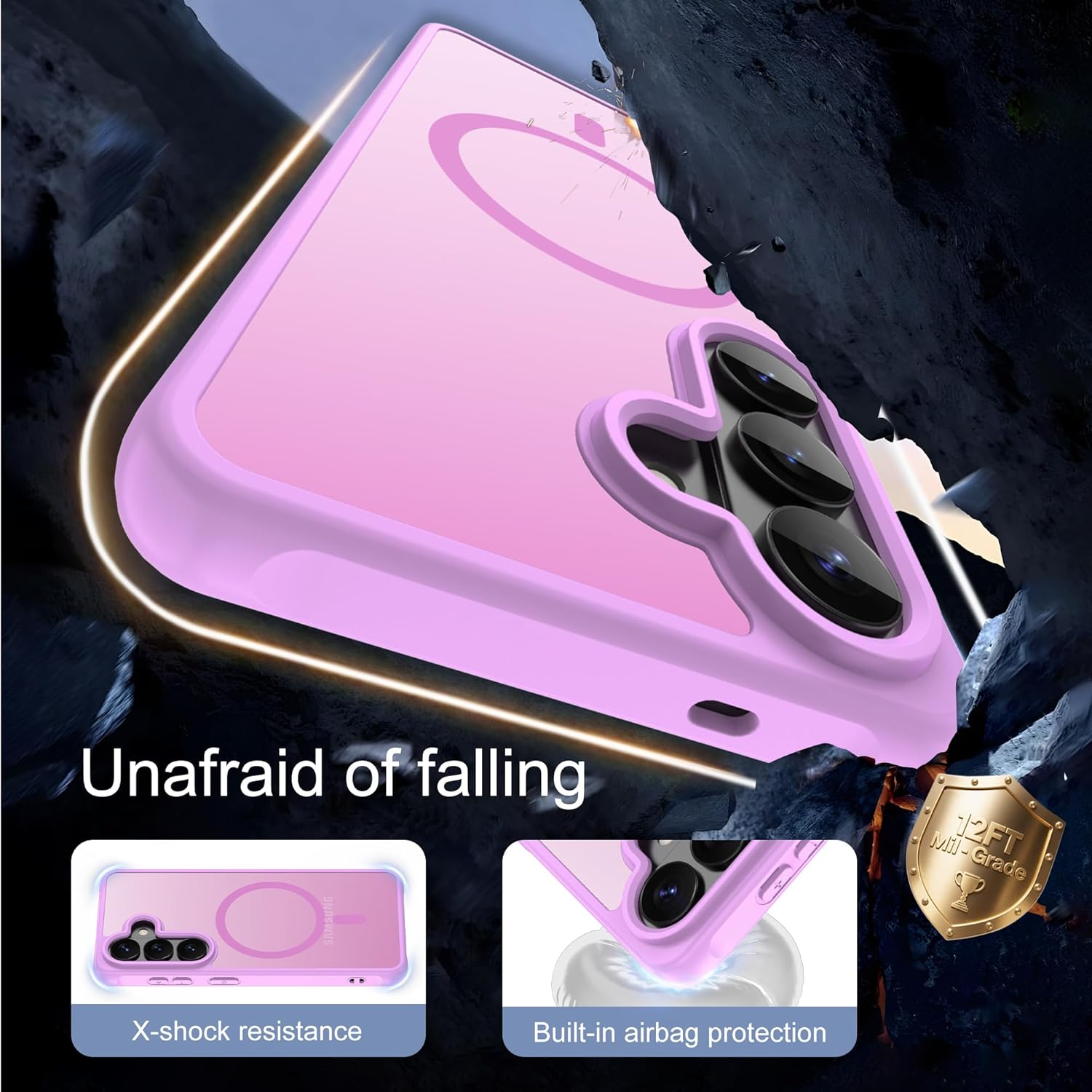 Thumbnail 2 de Pilaru Magnetic for S26 Plus phone case (MagSafe-compatible) with screen protectors – Rouge Pink