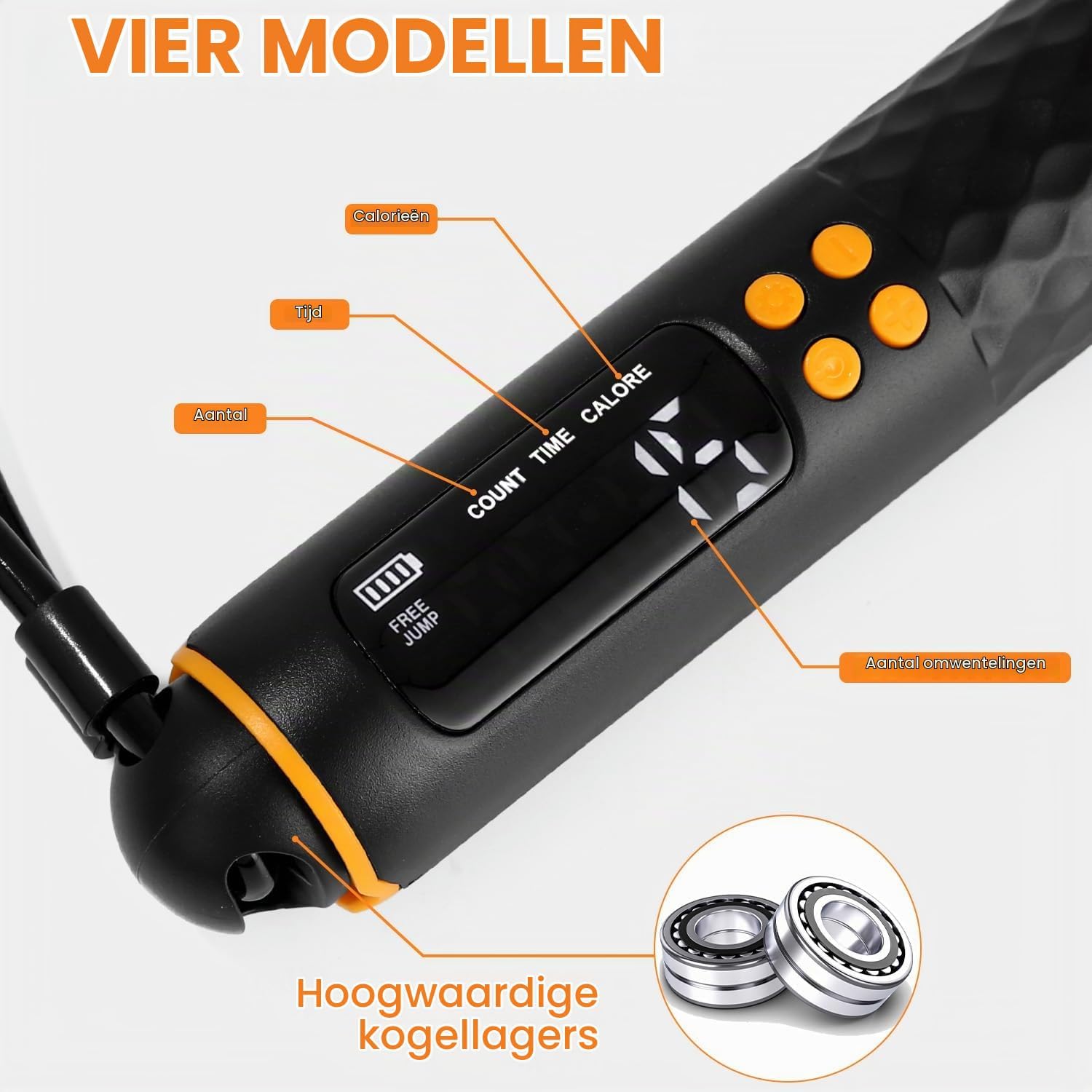Detalle 2 de Yulado 1 verstelbaar springtouw met lcd-display, teller en draadloze springstand