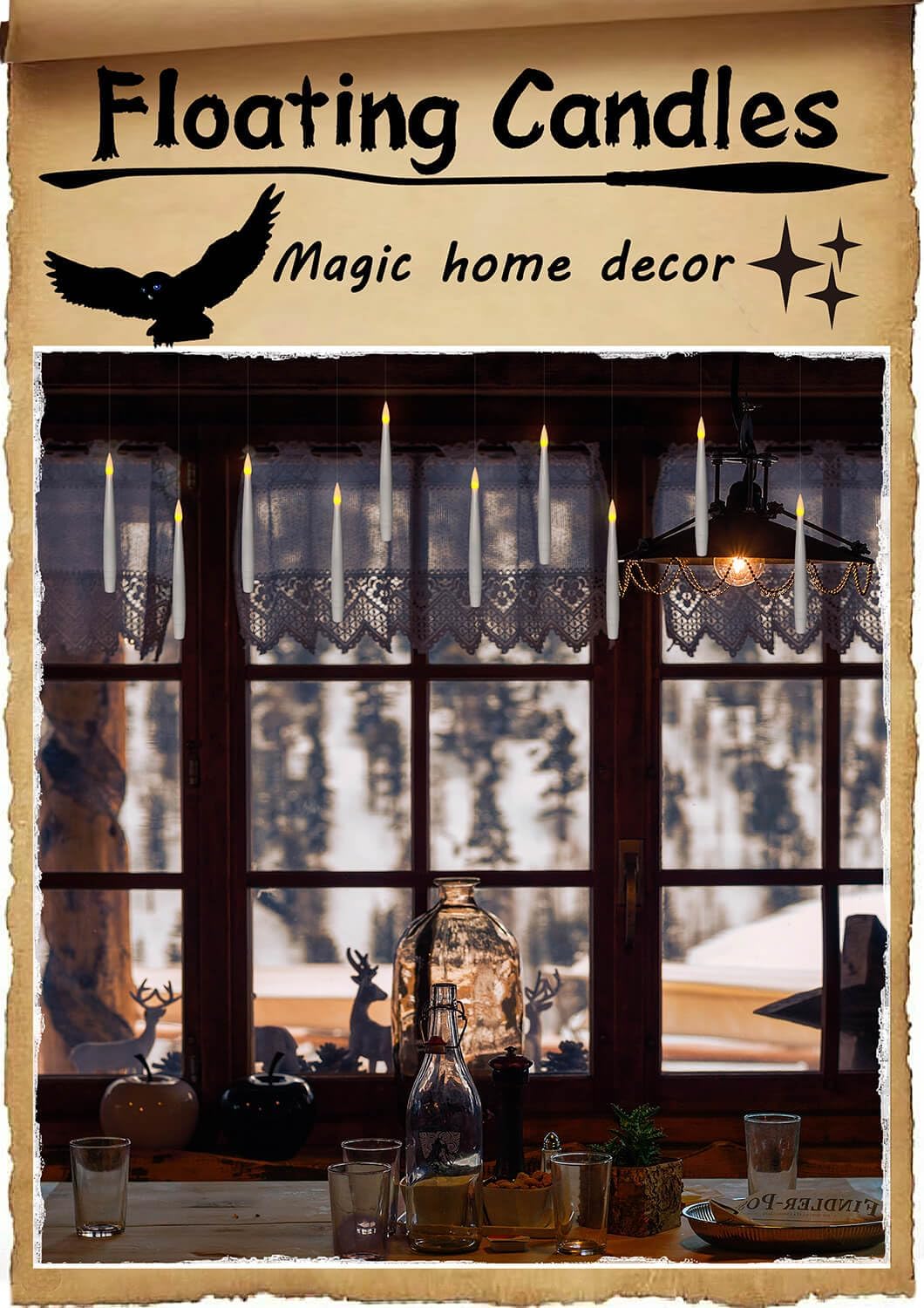 Detalle de Leejec LJMCW20W Floating LED Candles, 20-Piece Set with Wand Remote