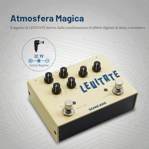 Detalle de SONICAKE Delay e riverbero 2 in 1 Levitate: pedale digitale per chitarra, delay fino a 2000 ms e reverb plate