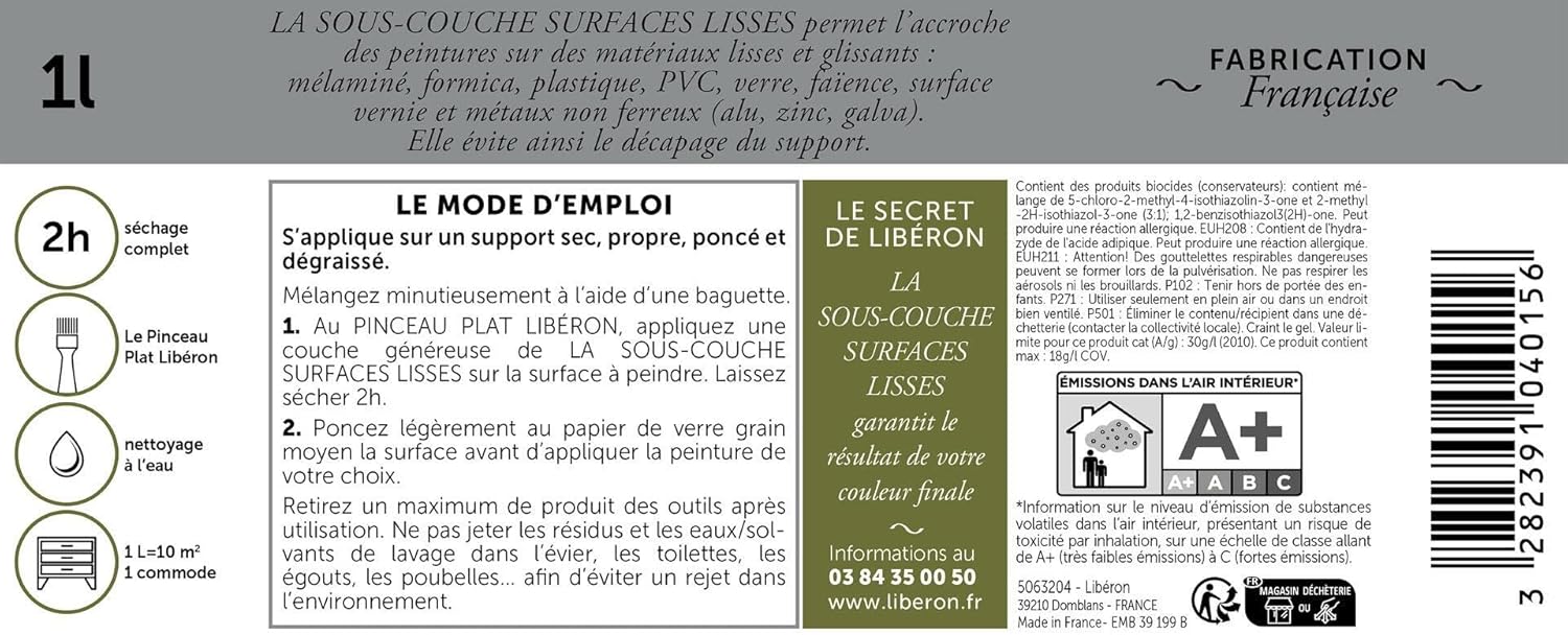 Thumbnail 1 de Libéron sous-couche surfaces lisses blanc 250 ml pour mélaminé, PVC, verre