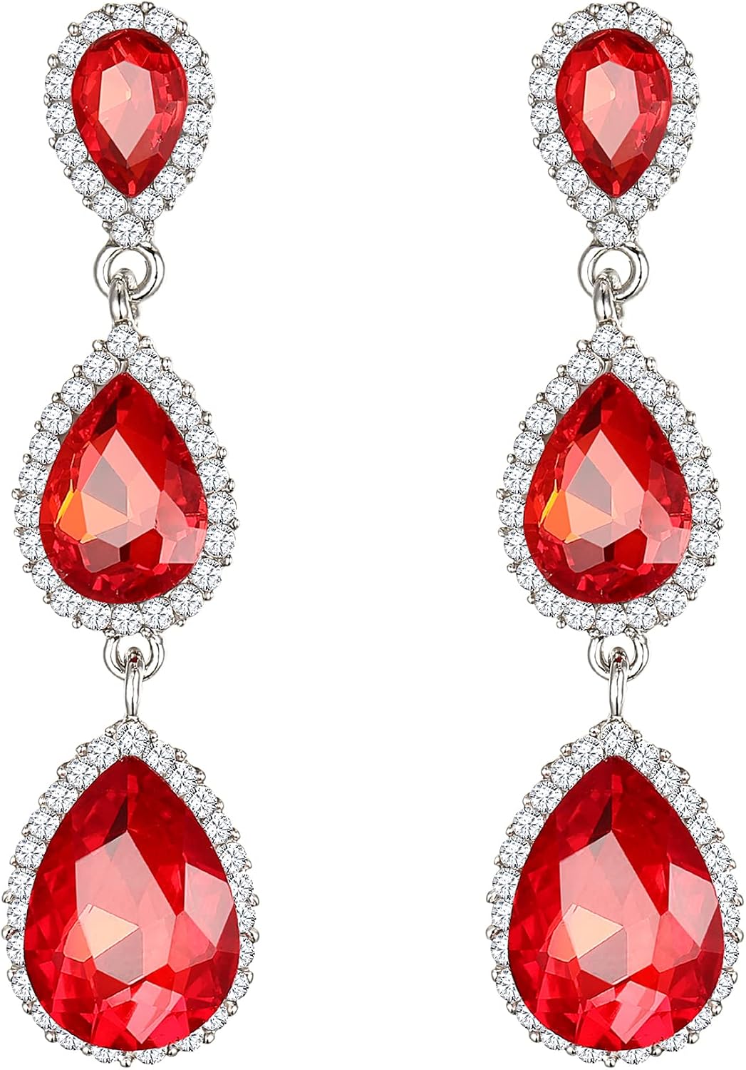Detalle 2 de Orecchini Clearine Donna Magnifico Piccolo-Grande Triple a Goccia Cristallo
