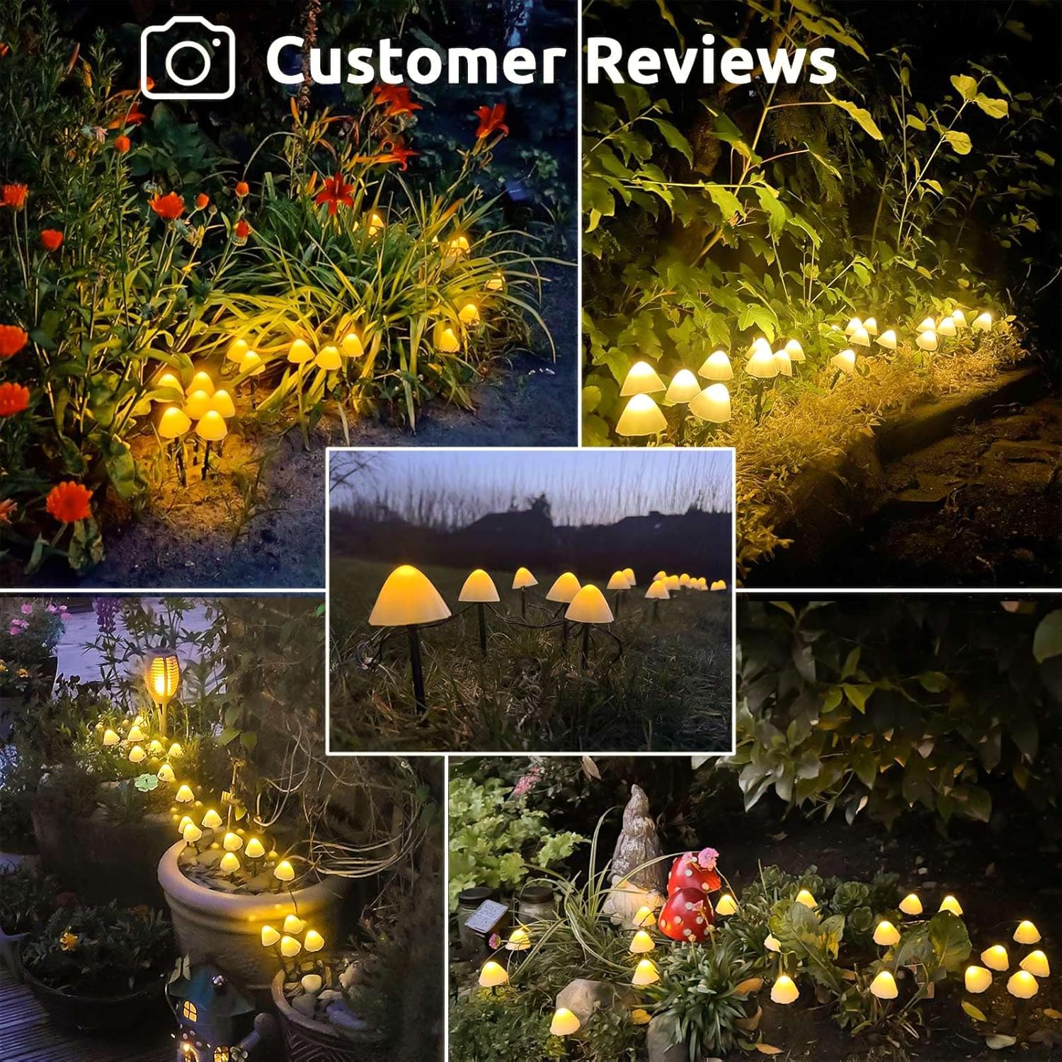 Thumbnail 6 de Joycome Solar Garden Ornaments 5m 20 LED Mushroom Stake Lights (IP65, Warm White)