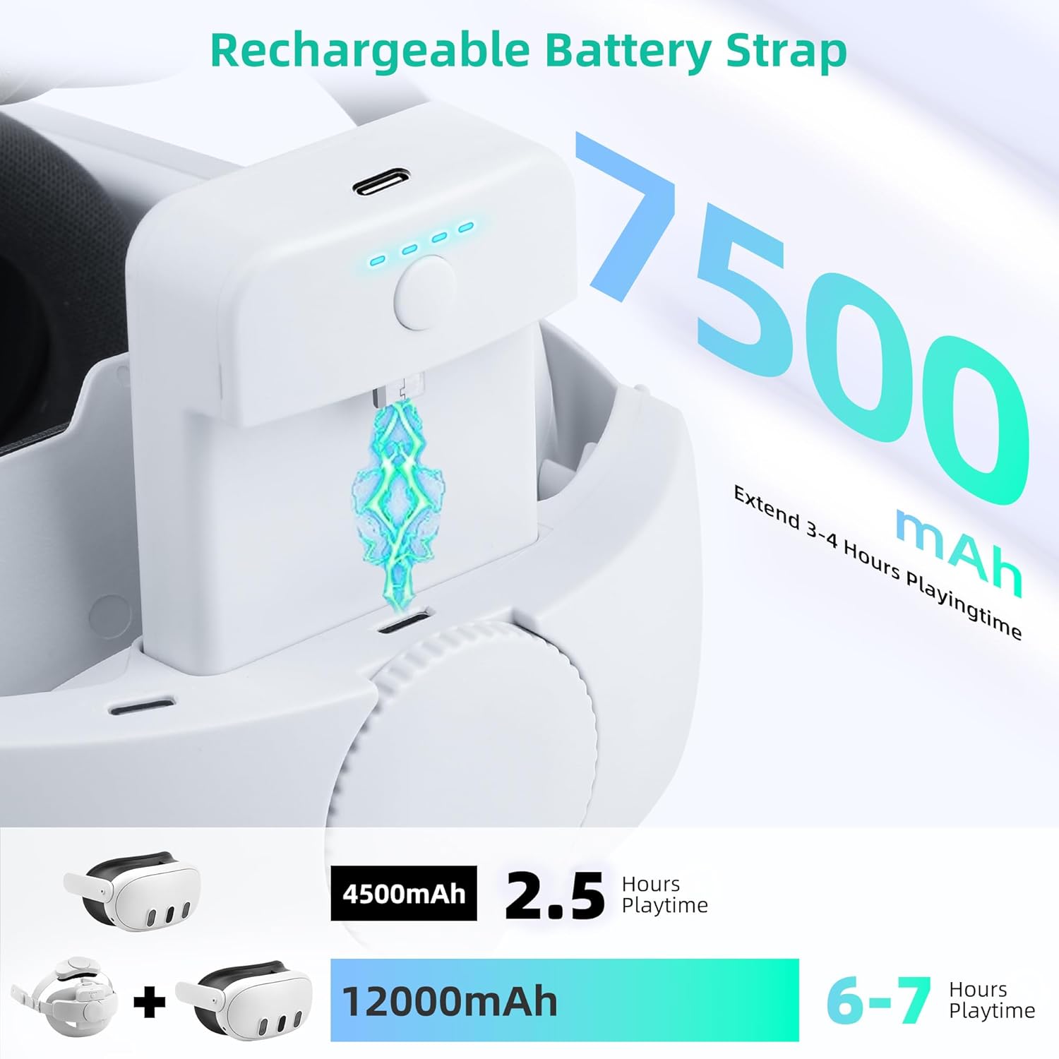 Thumbnail 2 de Noiposi Battery Head Strap 7500mAh for Meta Quest 3 VR