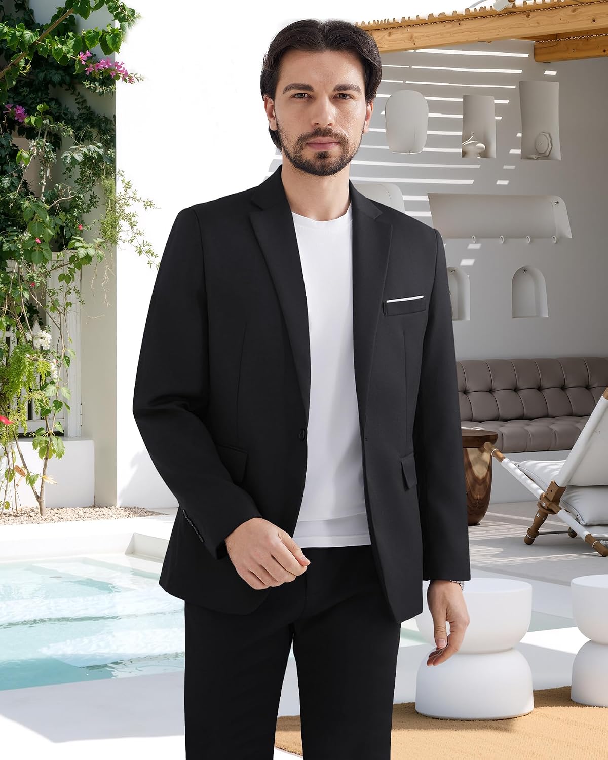 Thumbnail 4 de MAGE MALE Men's One-Button Blazer, Slim Fit, Notched Lapel, Two Vents