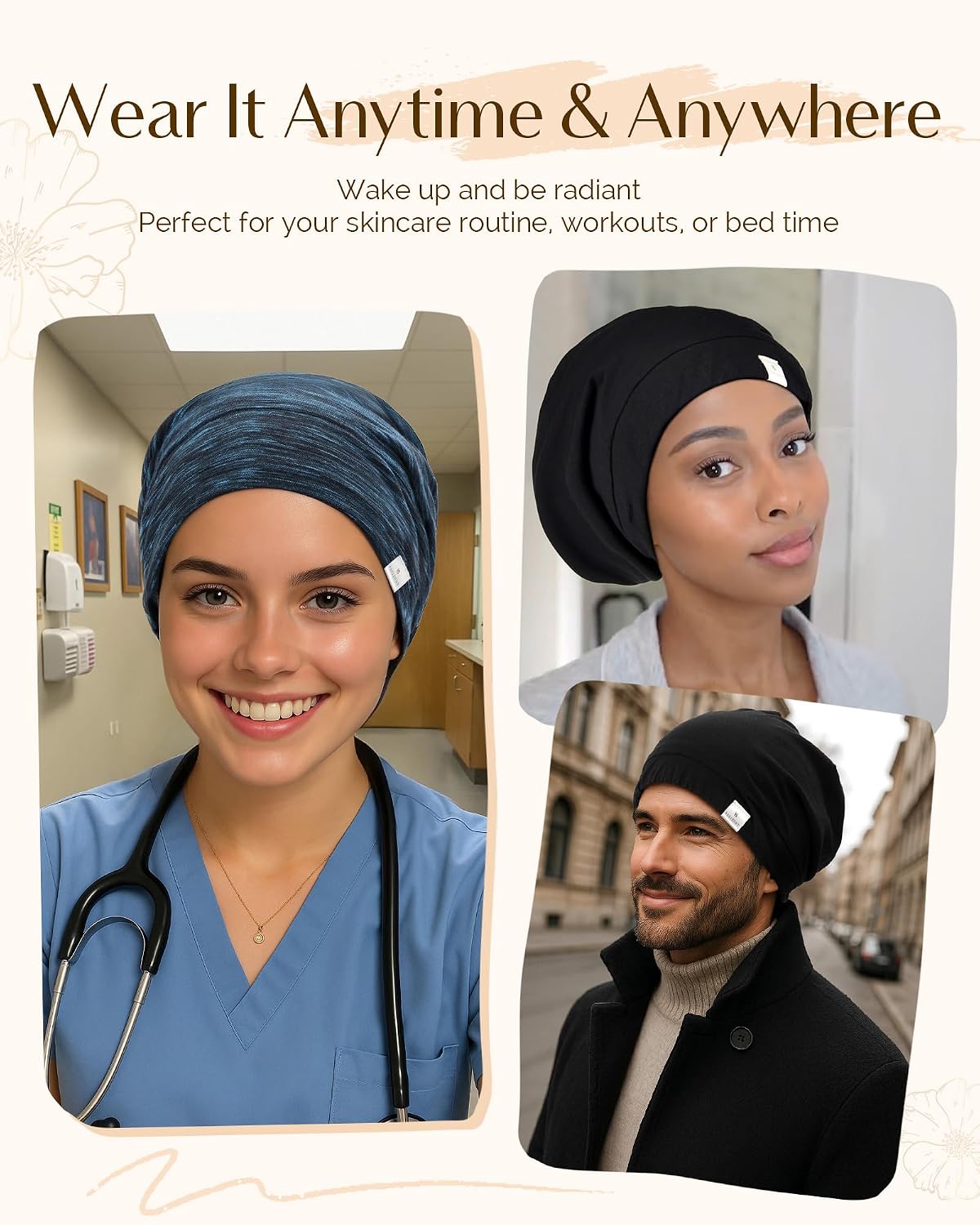 Thumbnail 4 de YANIBEST Silk Satin Bonnet Adjustable Sleep Cap for Curly Hair