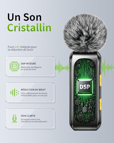 Thumbnail 5 de CKOKC Micro Cravate Sans Fil Mini à Condensateur pour iPhone, Android et PC – Son clair, réduction du bruit et autonomie réelle