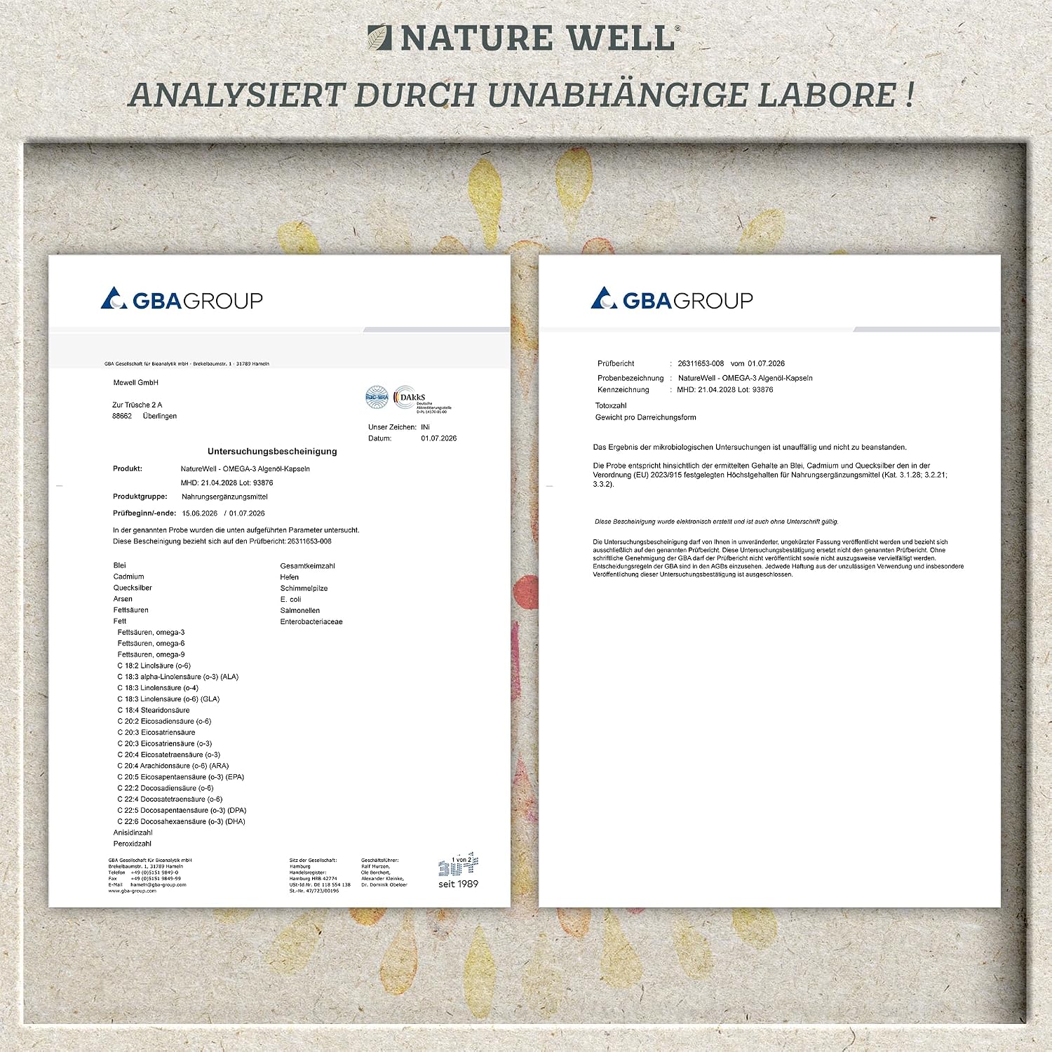Detalle de NatureWell Omega-3 Vegan 90 Kapseln (hochdosiert) – 2000 mg Algenöl pro Tag mit 600 mg DHA & 300 mg EPA