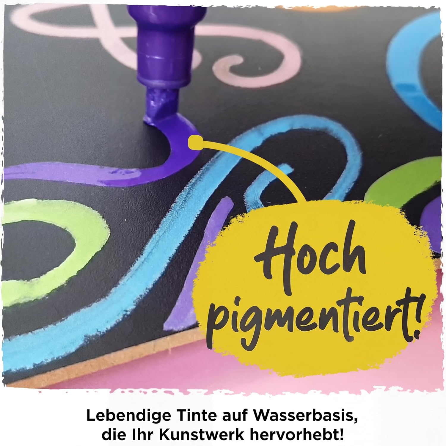 Detalle 2 de Chalkola Kreidestifte für Tafel & Glas – 10 Metallic Marker mit 6 mm umkehrbarer Spitze