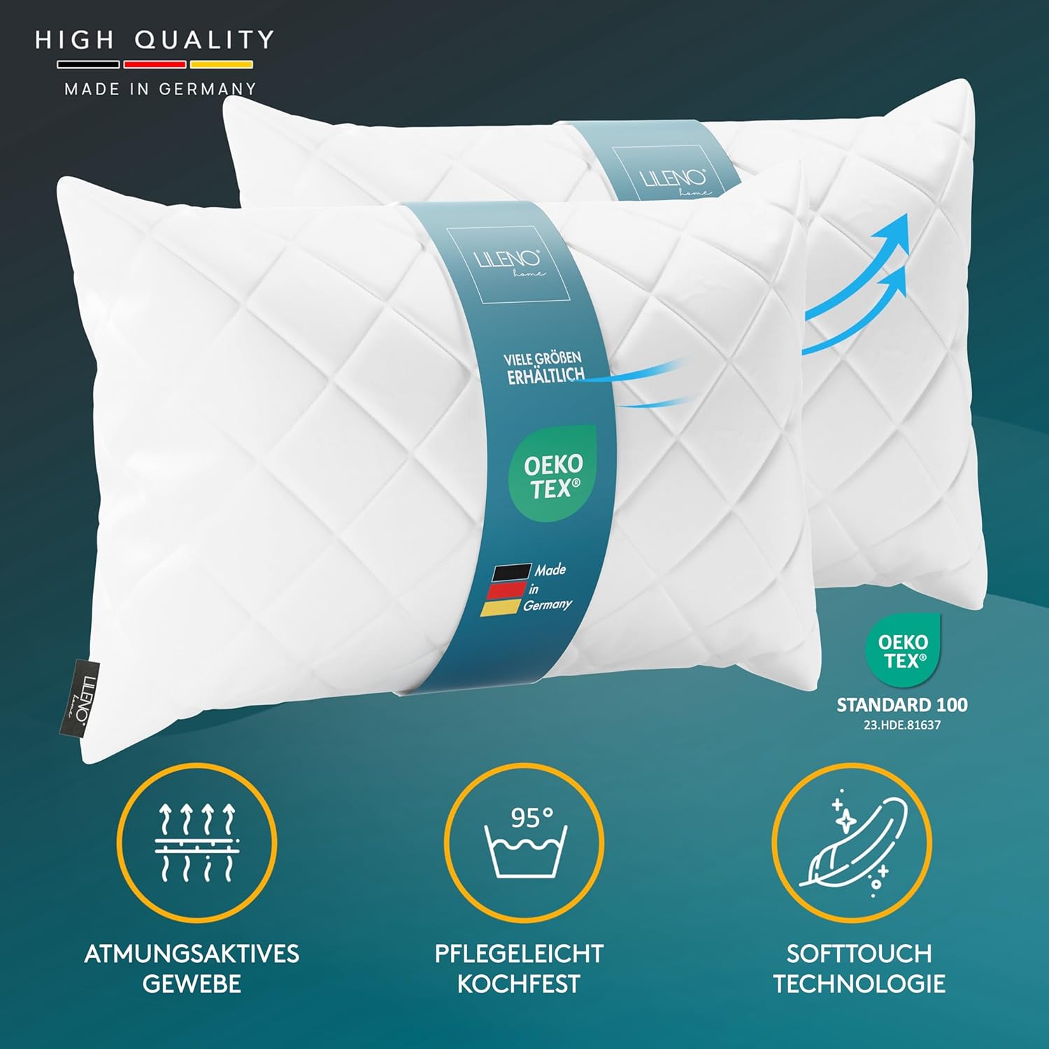 Thumbnail 1 de LILENO HOME 2er Set Kissenfüllung 40 x 60 cm – waschbar bis 95°C, Polyester-Innenkissen für Allergiker