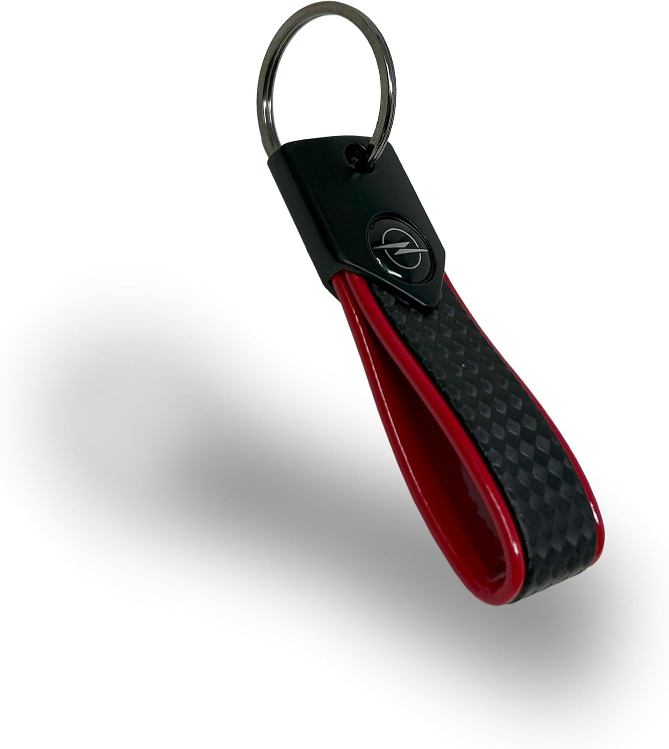 Detalle de Portachiavi per Auto Compatibile con Opel – Resistente e Duraturo, Chiusura con Anello, 90 x 20 mm, Rosso Logo Nero