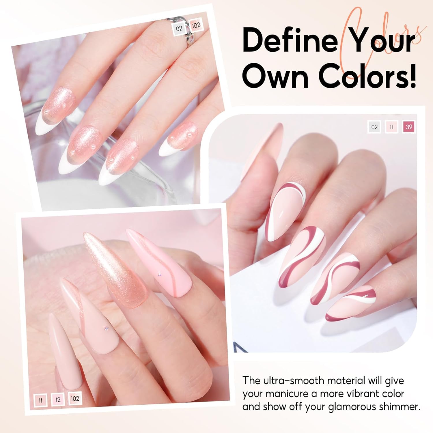 Thumbnail 5 de PEACECOLOR Vernis semi permanent UV/LED – kit 6 couleurs blanc, nude, rose doux (10 ml)