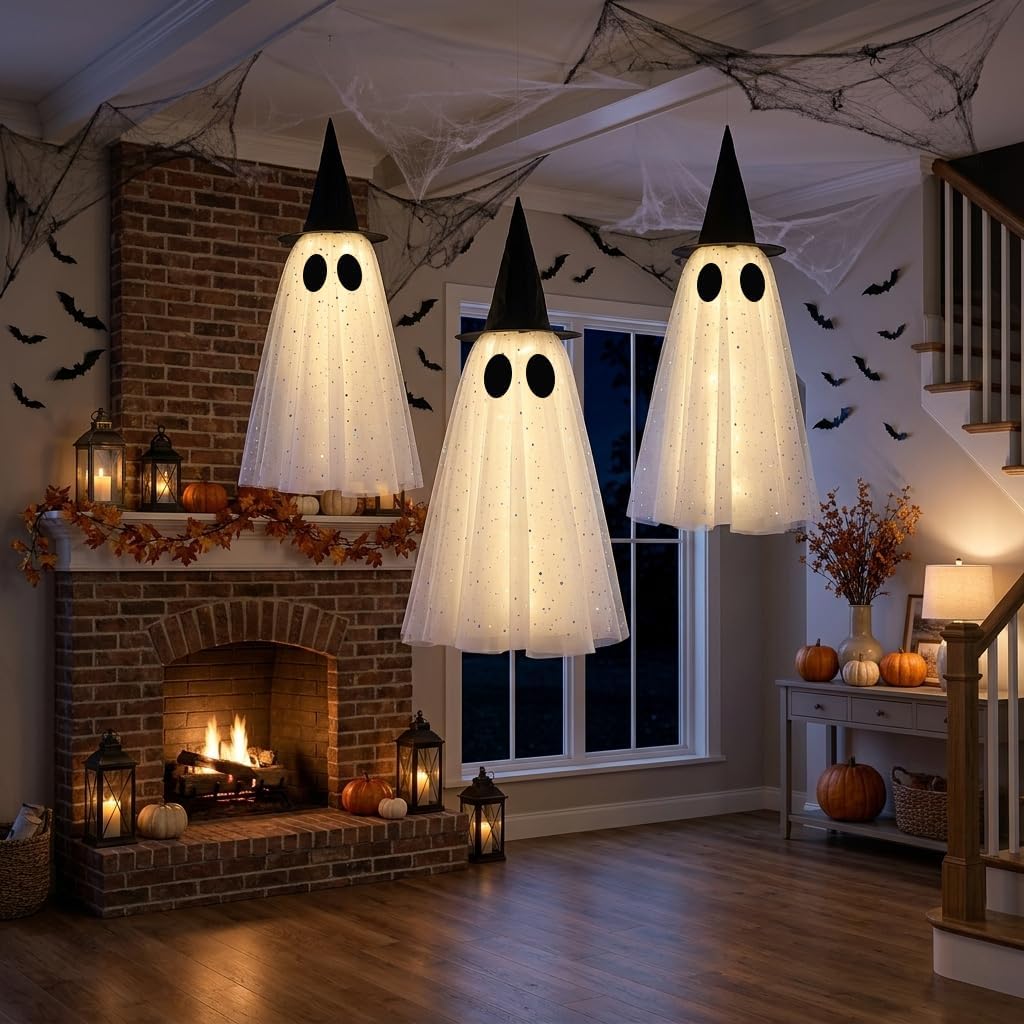 Detalle de KIWDY Halloween Ghost Decorations, Set of 3