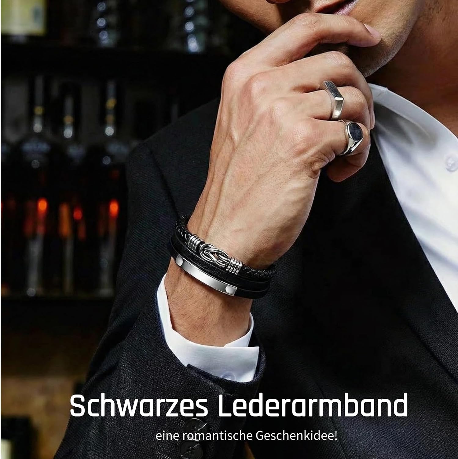 Thumbnail 2 de Gkmamrg Lederarmband schwarz Geflochten