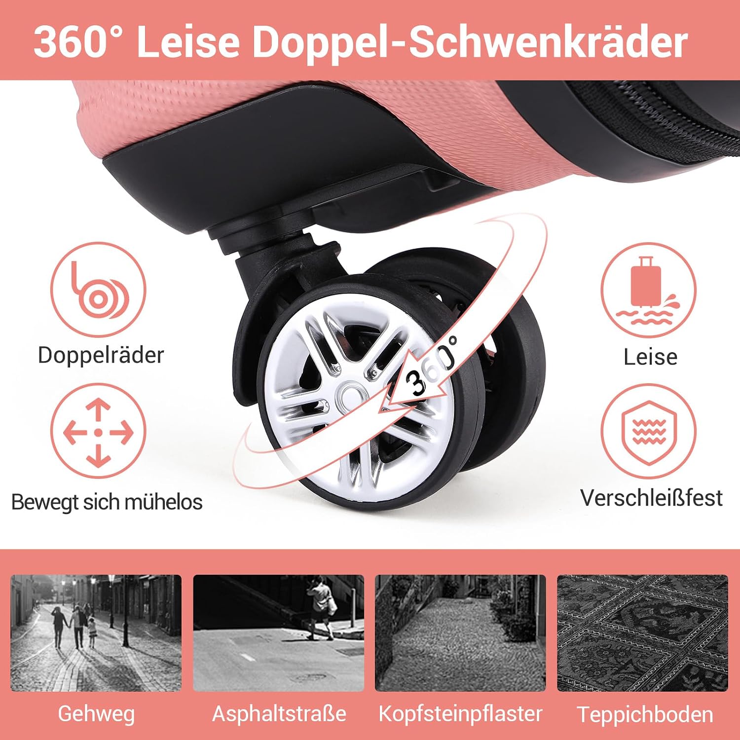 Thumbnail 5 de KONO Koffer Trolley Reisekoffer mit 4 Rollen