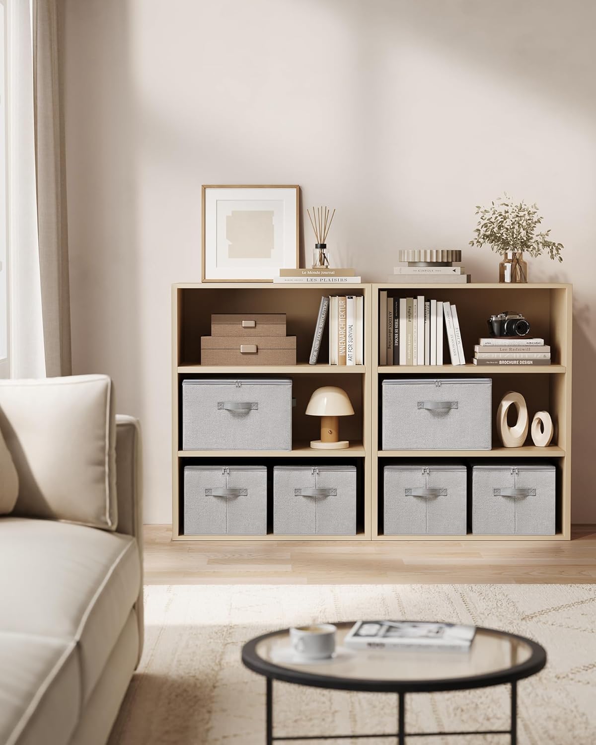 Thumbnail 5 de SONGMICS Aufbewahrungsbox mit Deckel (faltbar, Vliesstoff) im 6er-Set – taubengrau, 40 x 30 x 25 cm