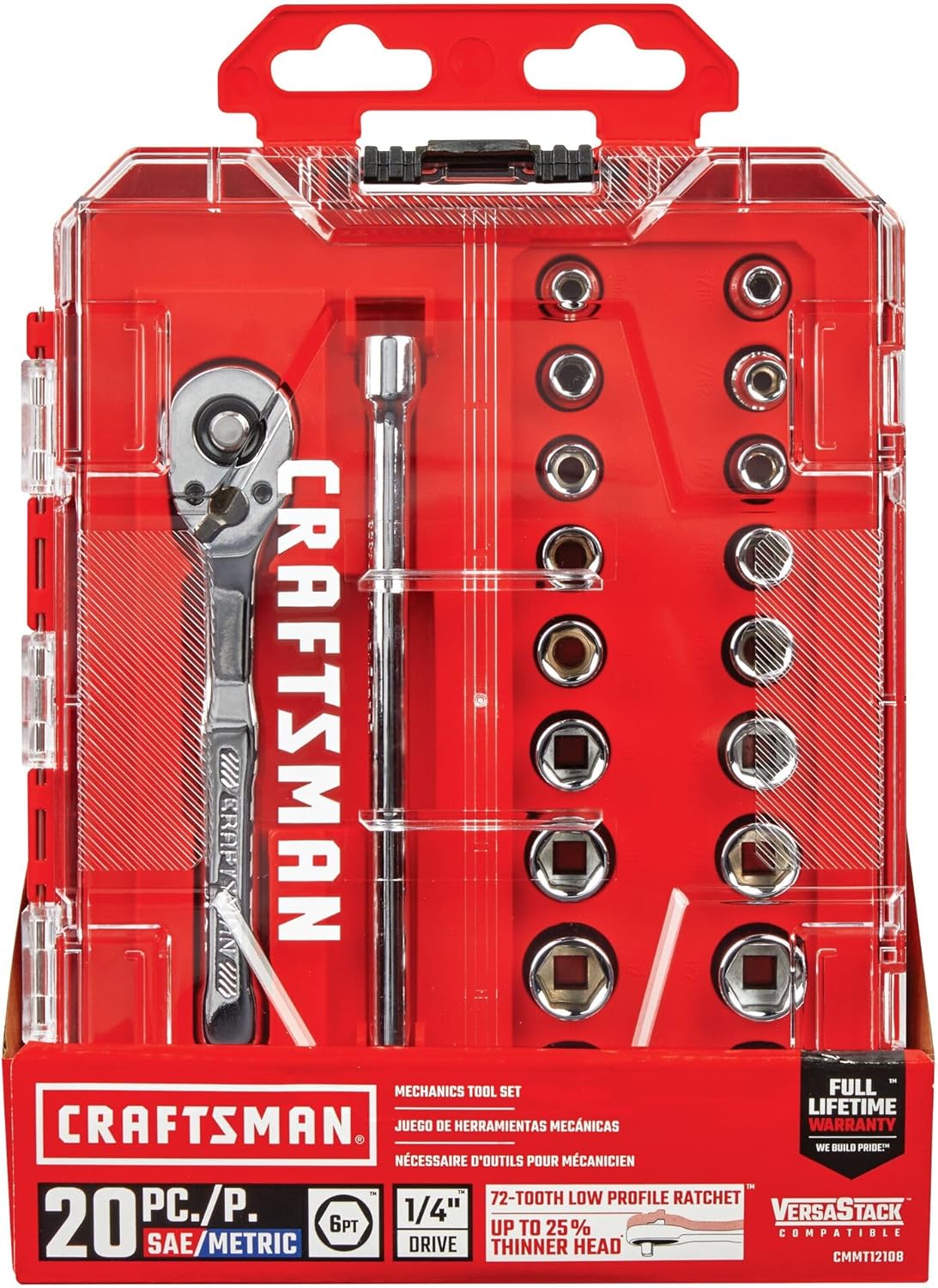 Thumbnail 4 de Craftsman Mechanics Tool Set, 1/4 Inch Drive, 20 Piece (CMMT12108)