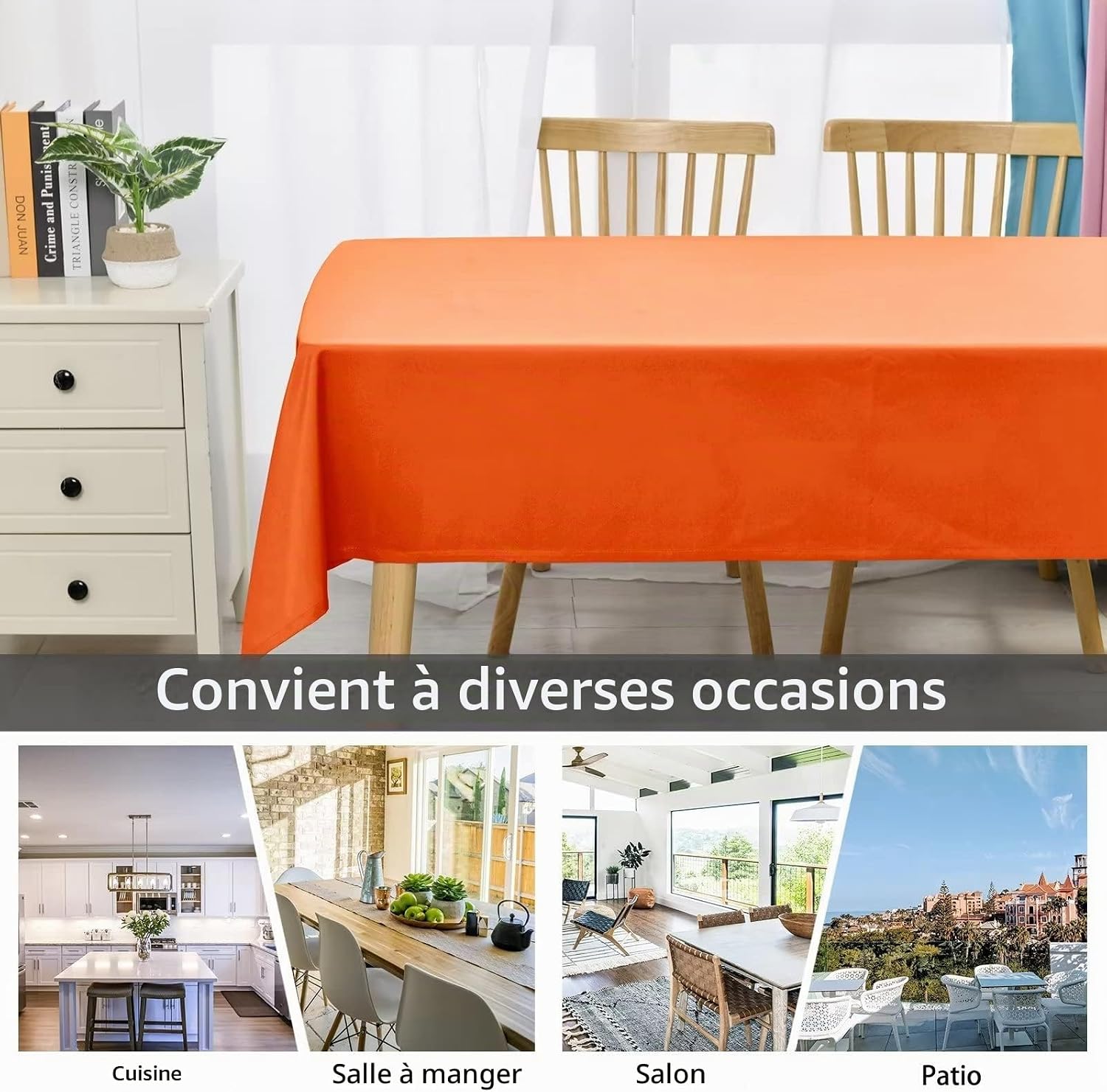 Detalle de DWCN DWDE-PWNZB-130x160-28 tafelkleed 130 x 160 cm, oranje polyester
