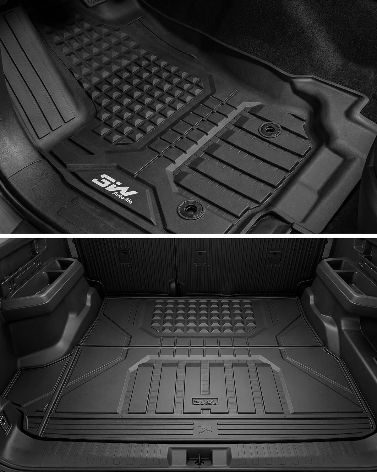 Thumbnail 2 de 3W Floor Mats for Toyota 4Runner 2025–2026 Hybrid — Full 7-Piece All-Weather Floor and Trunk Mat Set