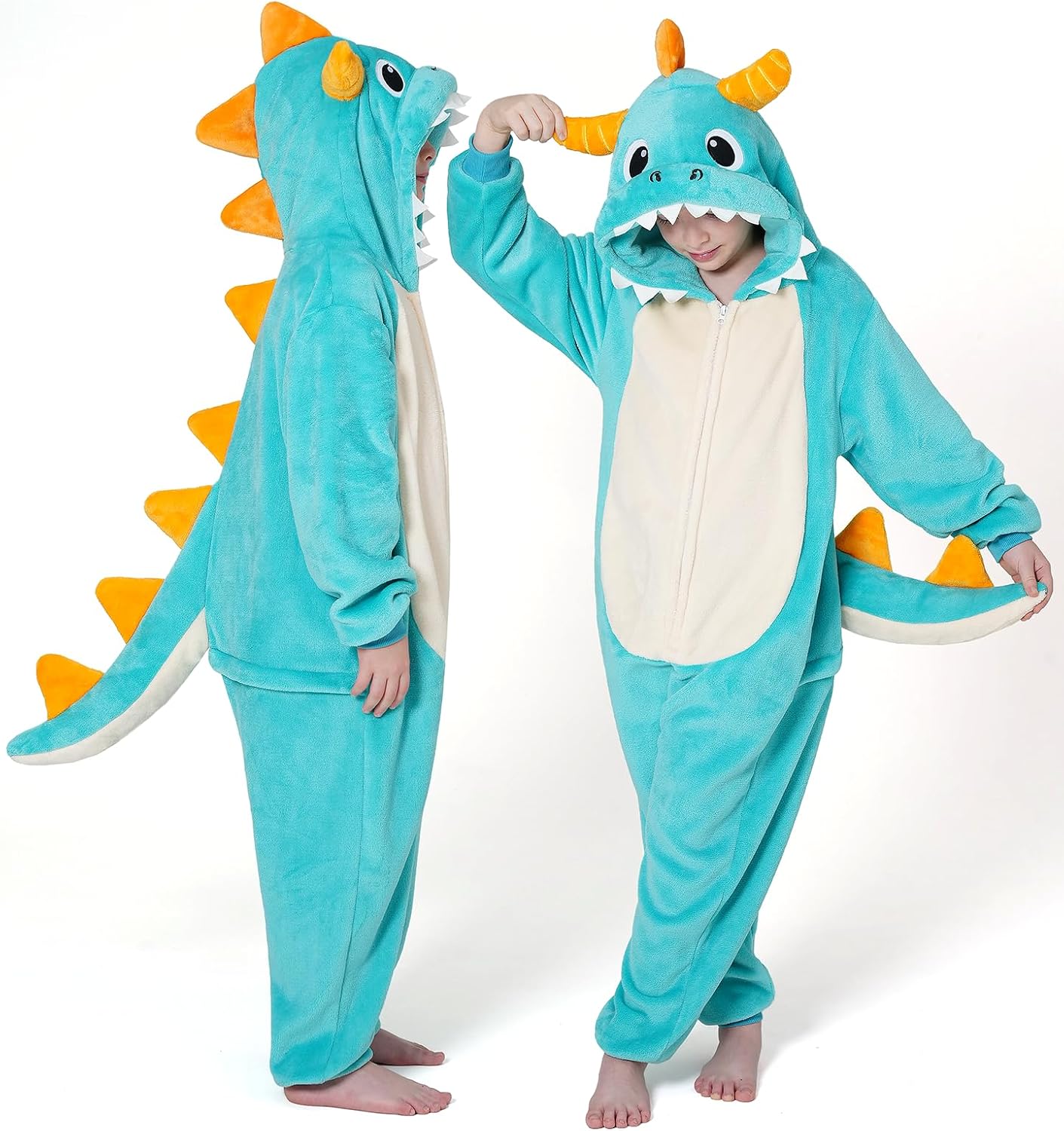 Detalle de Dxilm Kids Dinosaur Onesie Costume, Soft Flannel Pajamas with 3D Hood