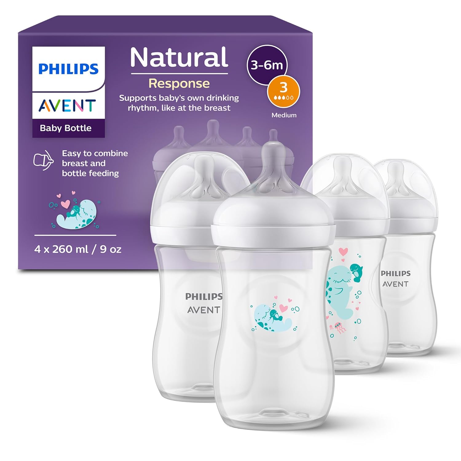 Detalle de Philips AVENT Natural Response Geschenkset 4×260 ml