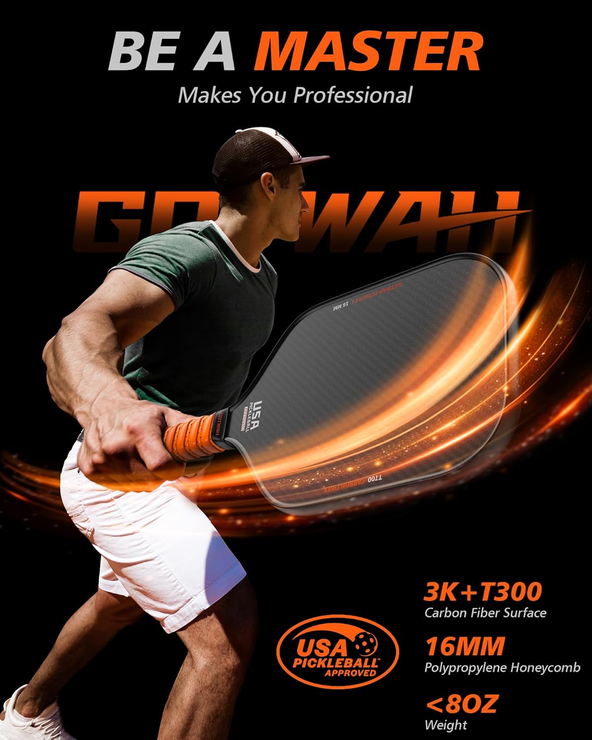 Detalle 2 de GOTWAH P1 Raquette pickleball carbone 3K T700