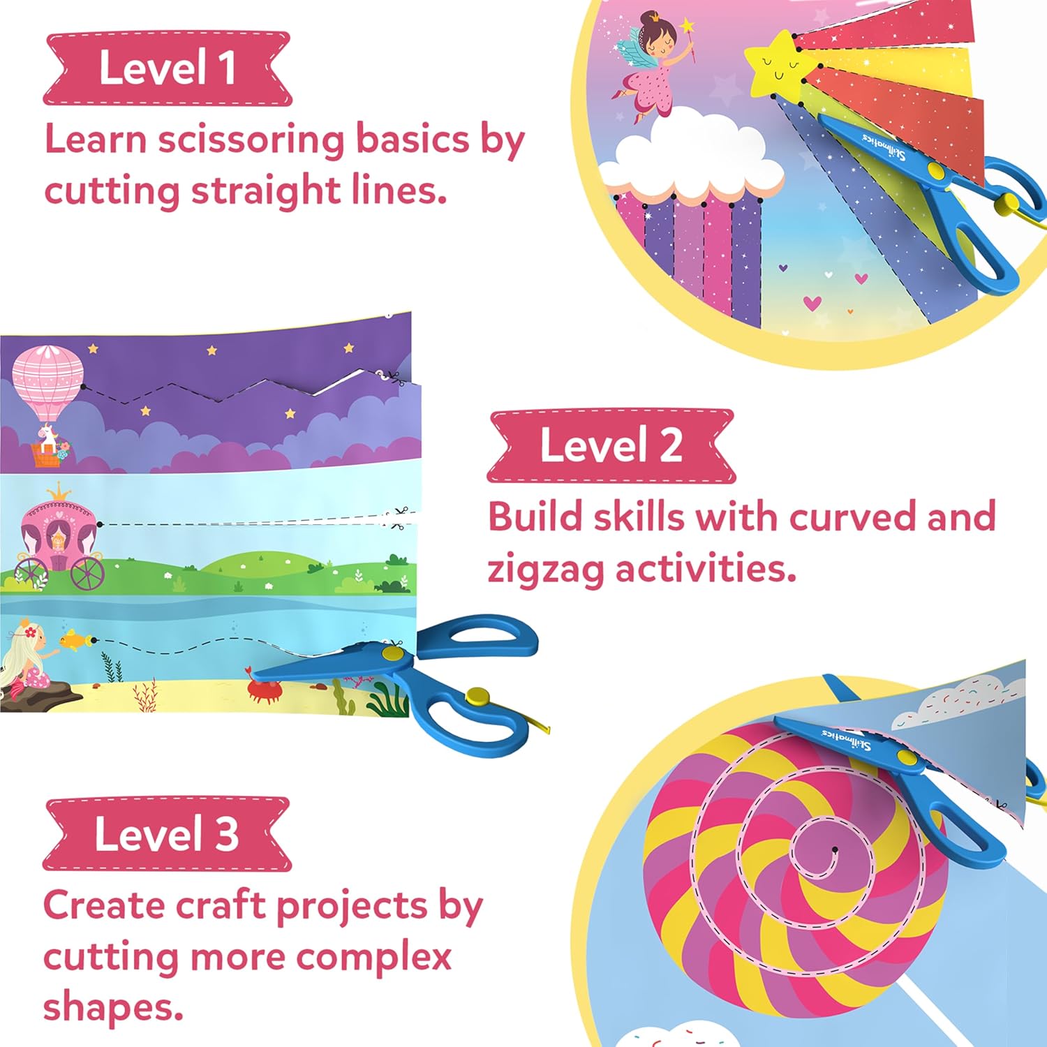 Detalle 2 de Skillmatics Snip Snip Unicorn scissors 2 pack