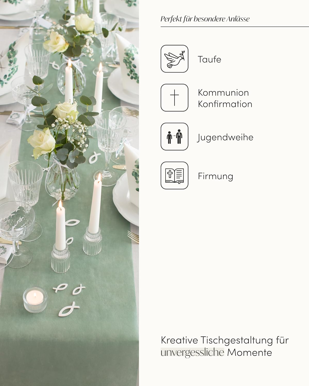 Detalle 2 de 100%Mosel Mosel Streudeko Fische aus Holz, 150 Stück in Weiß – Tischkonfetti für Taufe, Kommunion & Konfirmation