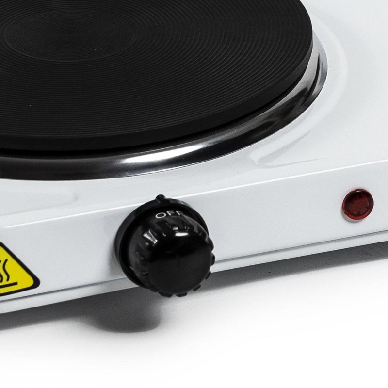 Detalle de Cocina eléctrica Melchioni Cook 2: doble zona de hierro fundido, regulable y blanca