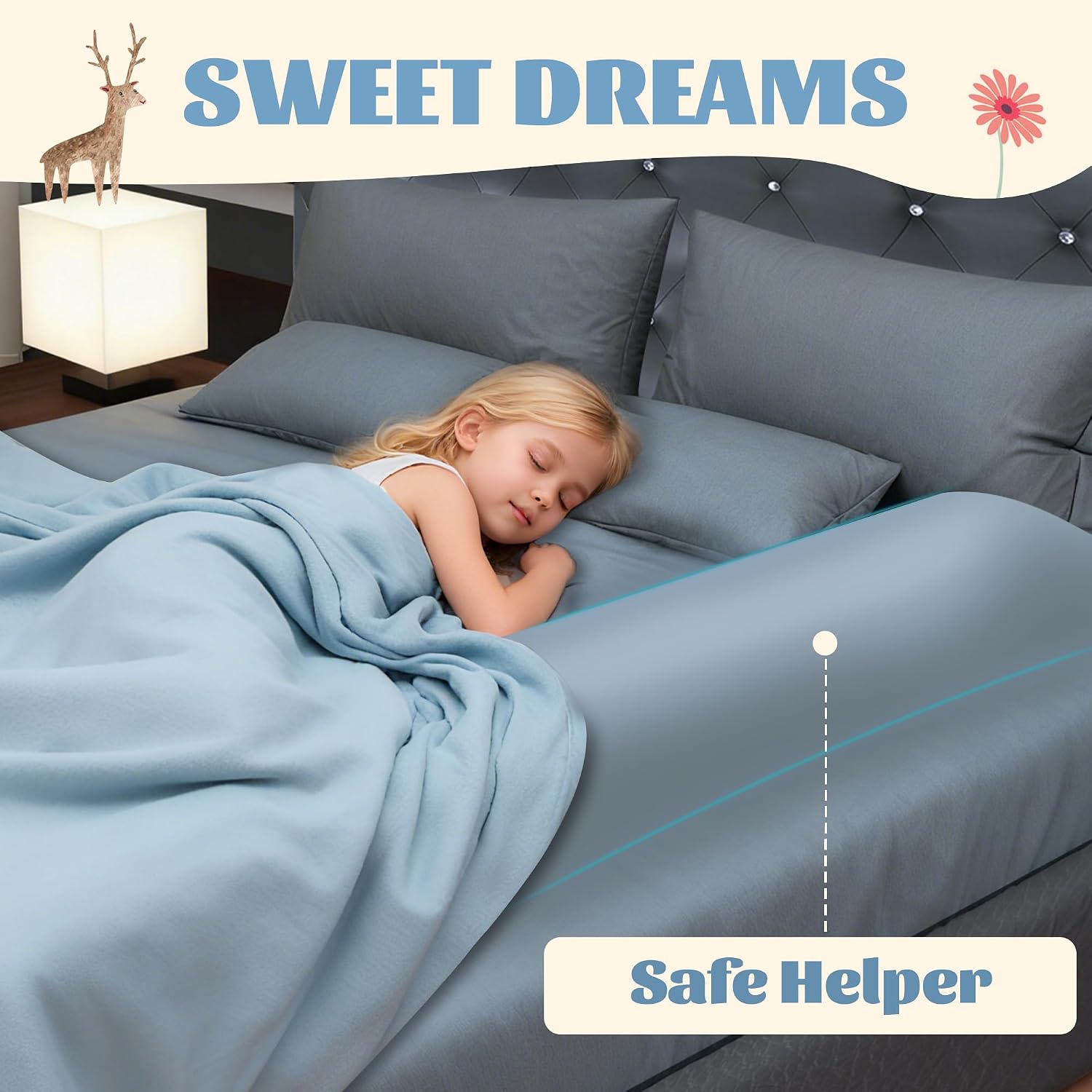 Thumbnail 5 de Asatdd Toddler Bed Bumper with Adjustable Strap, Memory Foam and Washable Cover
