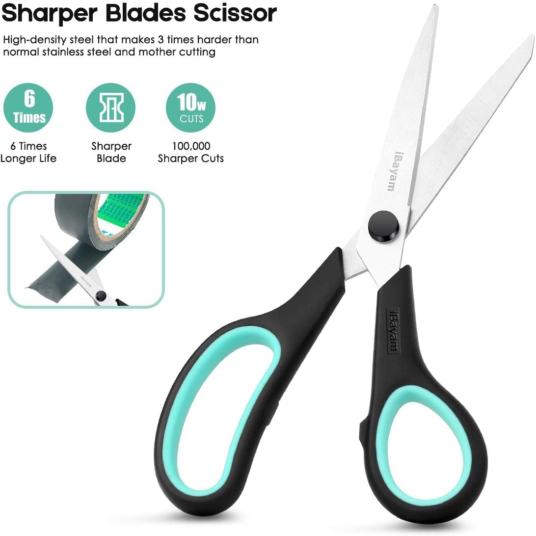 Detalle de iBayam 8.5" Heavy Duty Scissors: All-Purpose Darling for Office, School, Crafts, and Sewing