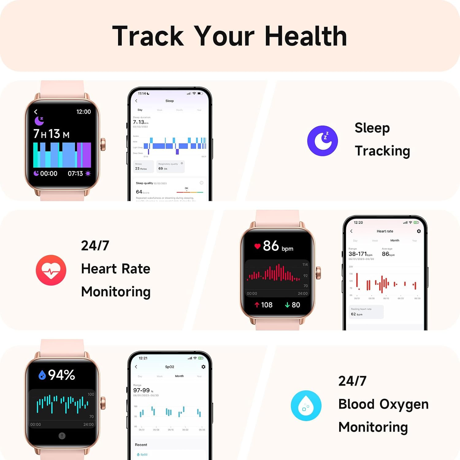 Detalle de aeac 1.8 inch Alexa smartwatch for women