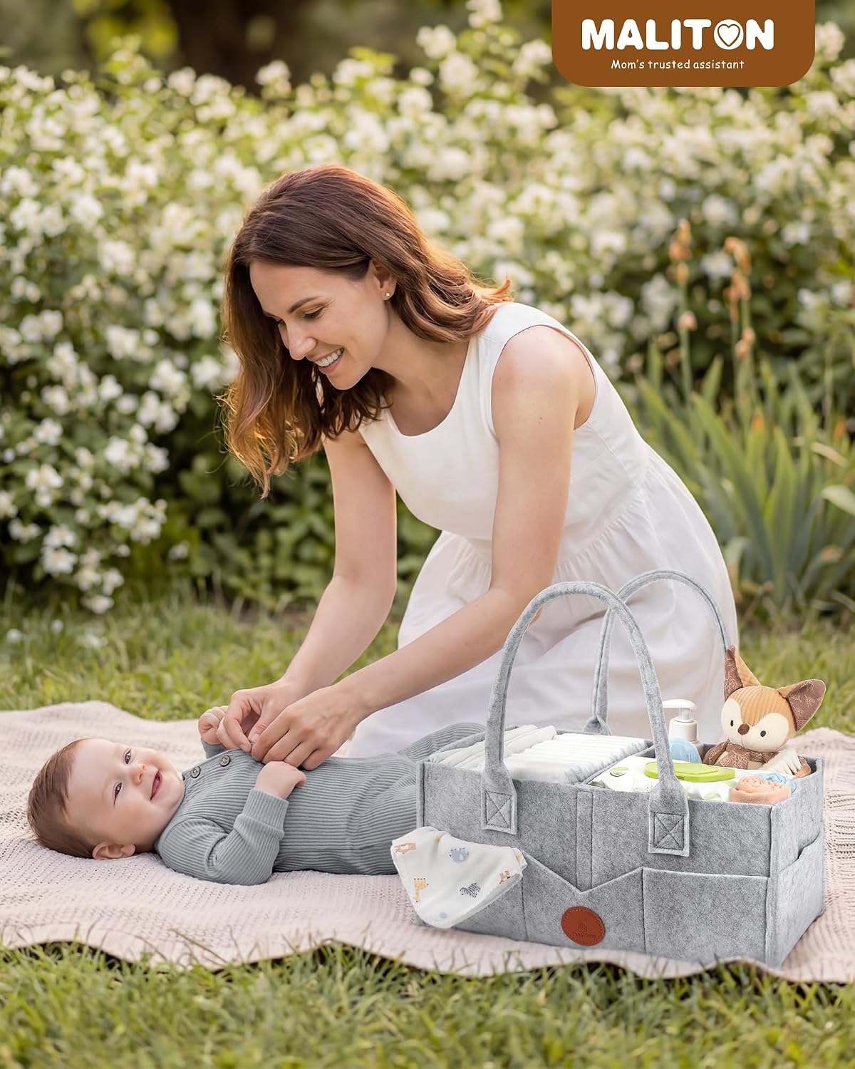 Thumbnail 6 de Maliton Nappy Caddy: Newborn Essentials Organizer in Grey