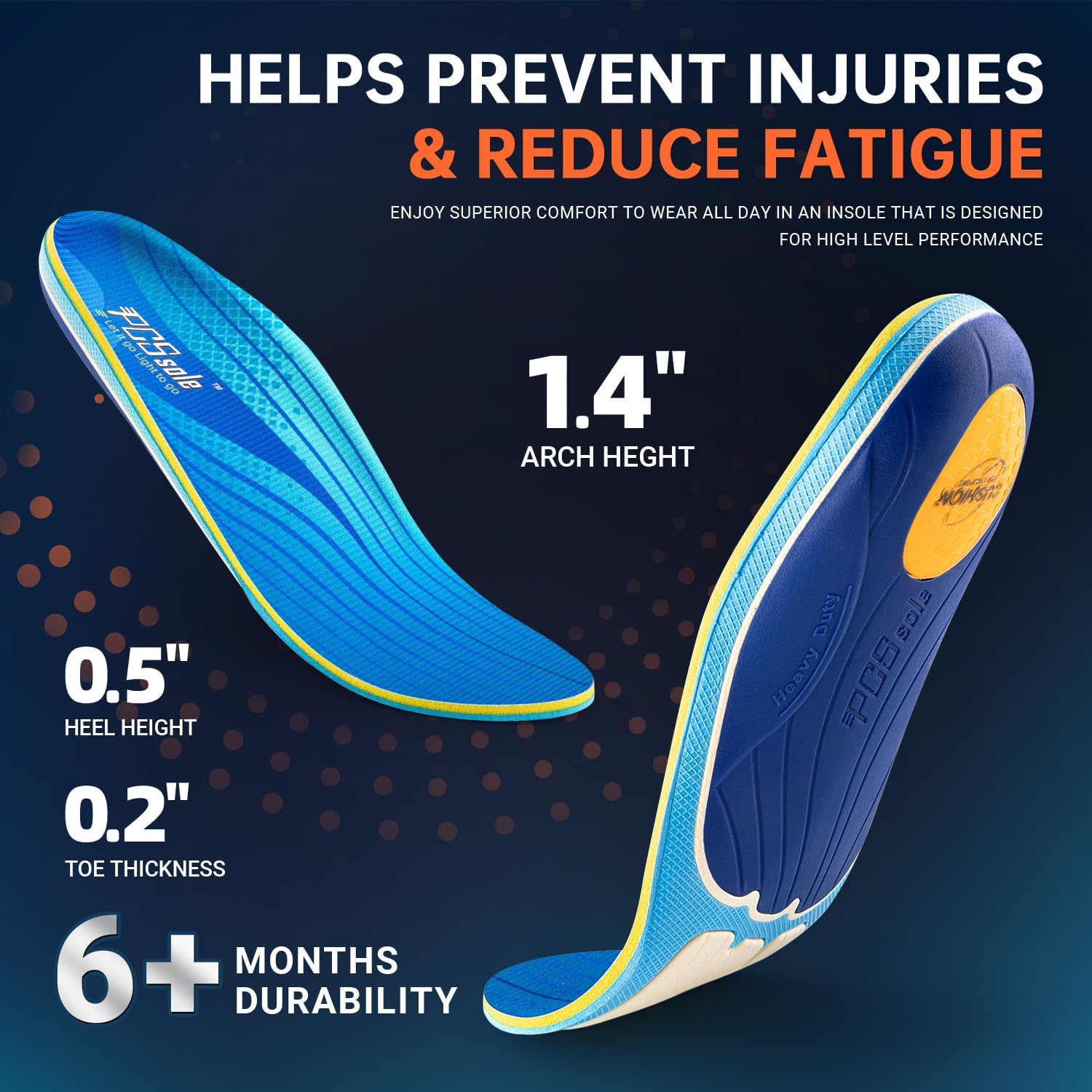 Thumbnail 4 de PCSsole Plantar Fasciitis Insoles 220 lbs 🦶