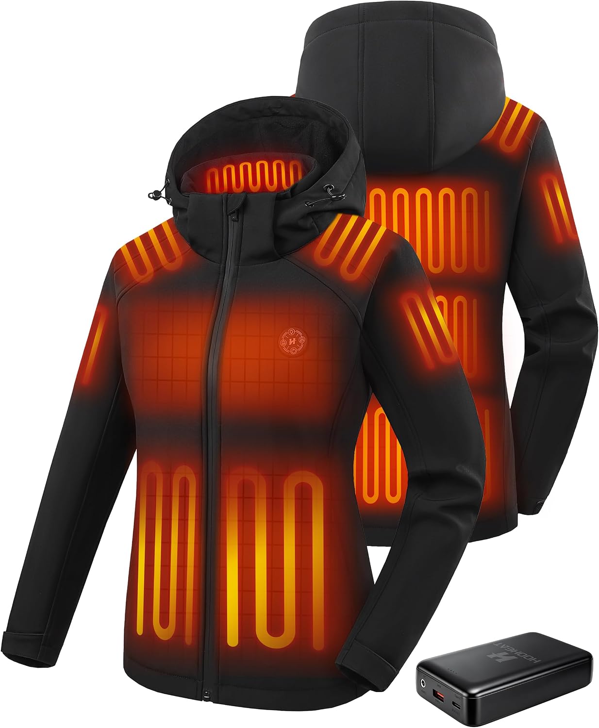 Detalle de HOOHEAT Women's Heated Jacket with 15 Heating Zones and 16,000mAh Battery