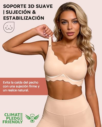 Detalle de Bresdk Sujetador Sin Aros Mujer Cómodo Borde Ondulado – Talla XL