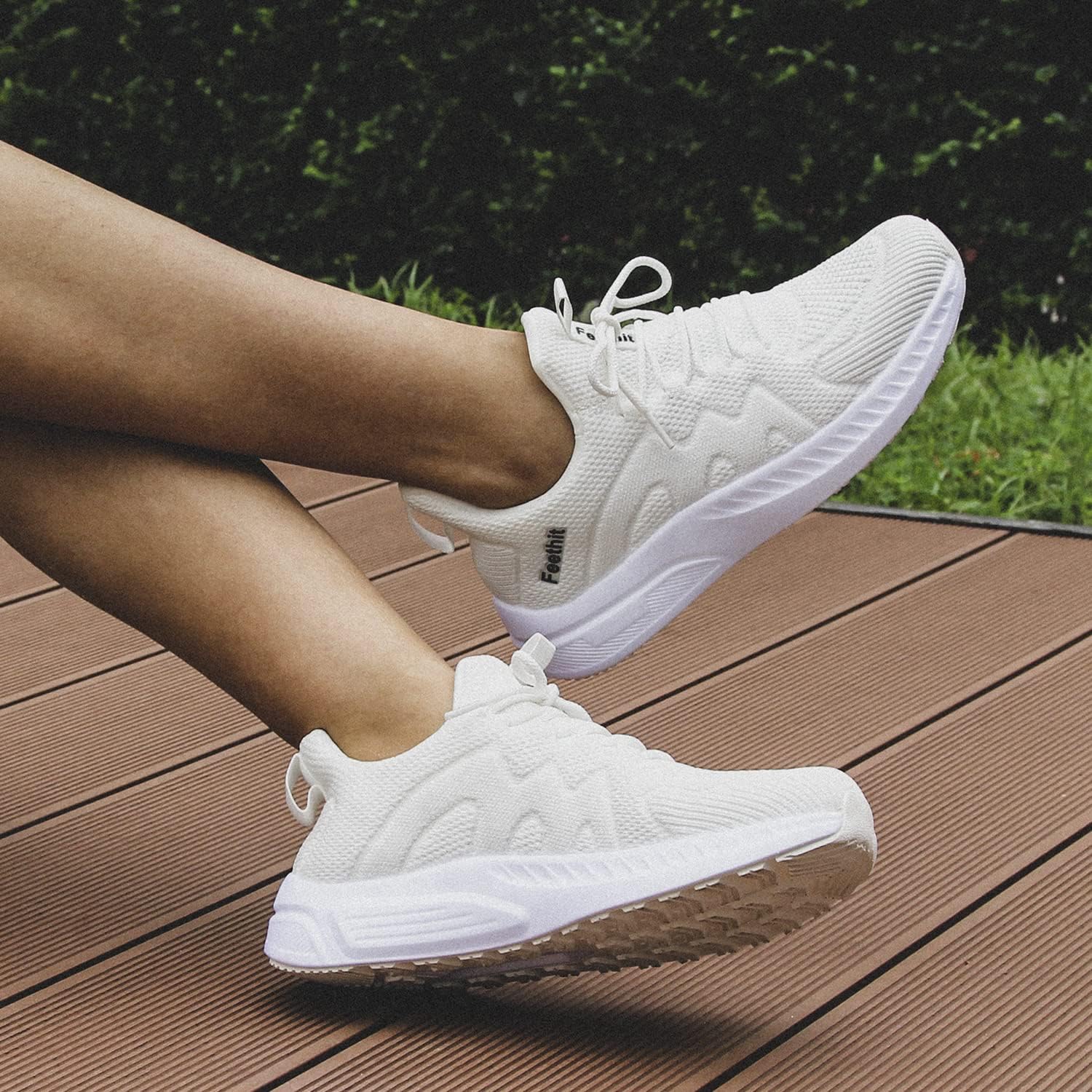 Thumbnail 1 de Feethit Damen Sneaker Turnschuhe atmungsaktiv und leichtgewichtig, Weiß (Größe 38 EU)